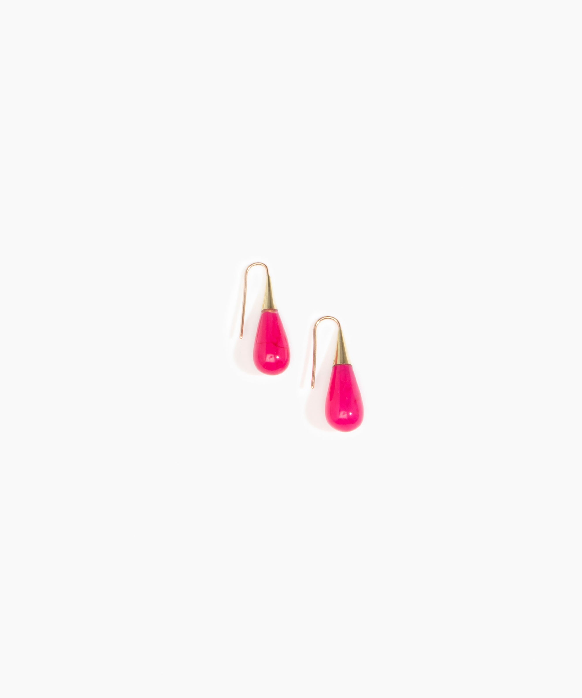 Dinosaur Designs Small Dew Drop Earrings in Flamingo Colour resin