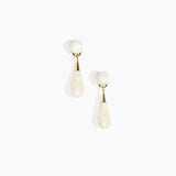Dinosaur Designs Medium Dew Drop Earrings in Chalk Swirl Colour resin with Clips Backing