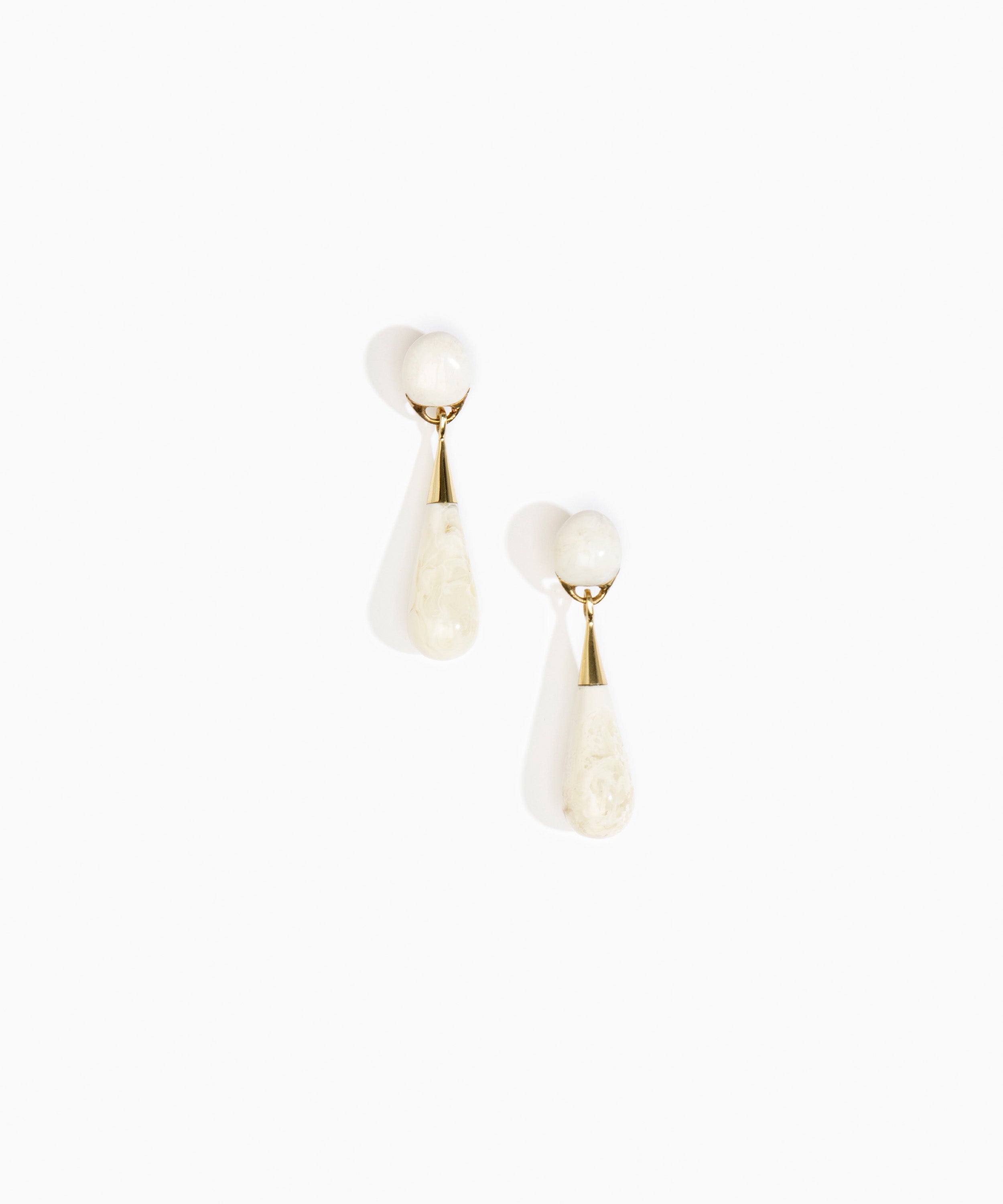 Dinosaur Designs Medium Dew Drop Earrings in Chalk Swirl Colour resin with Clips Backing