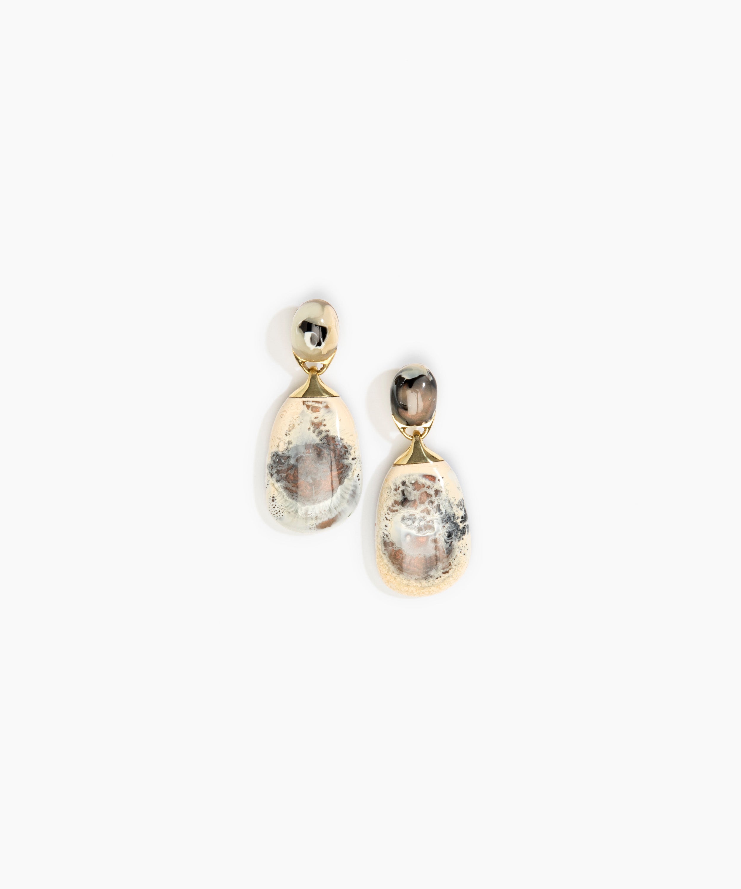 Dinosaur Designs Large River Rock Earrings in Sandy Pearl Colour resin with Studs Backing