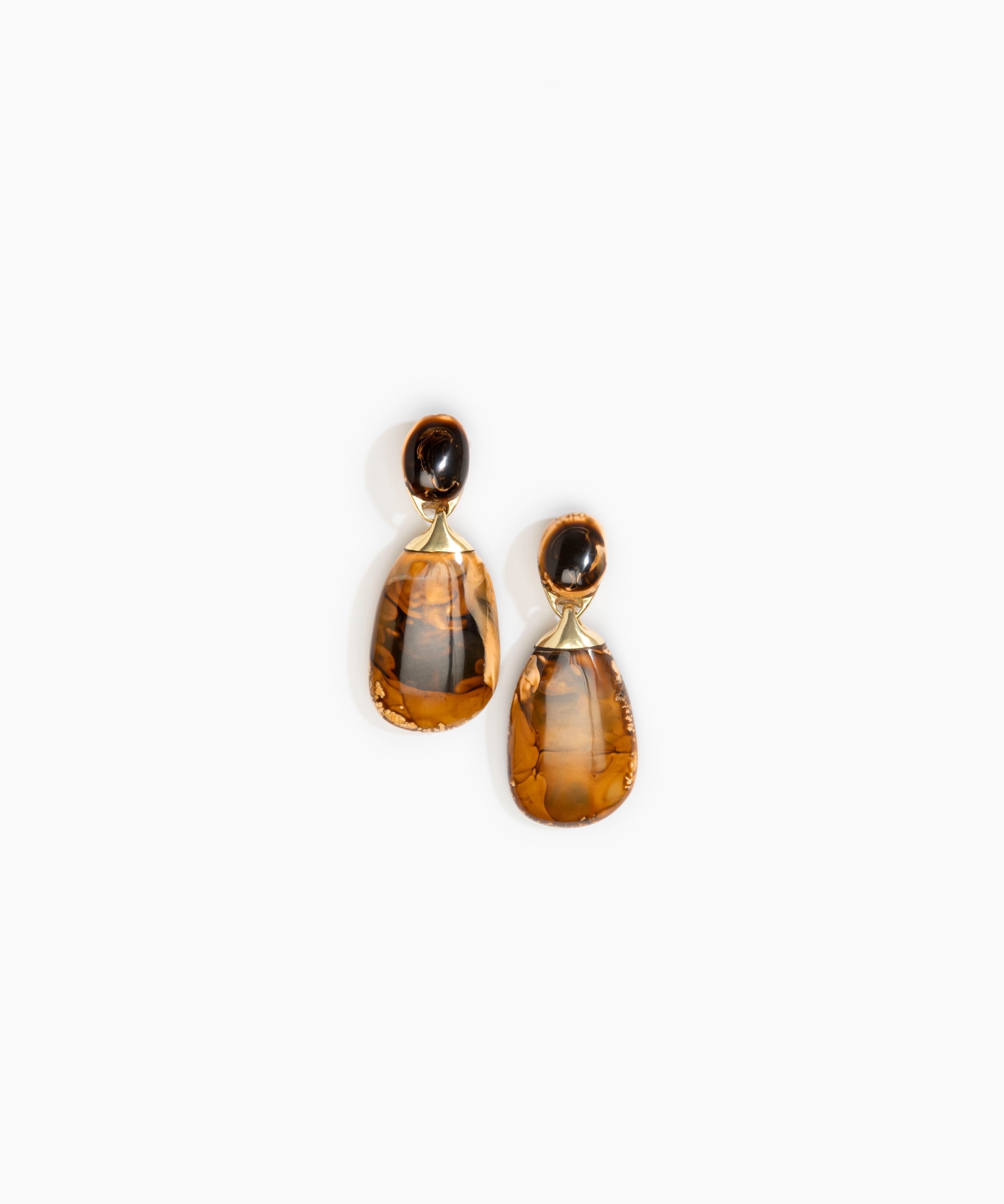 Dinosaur Designs Large River Rock Earrings in Dark Horn Colour resin with Studs Backing