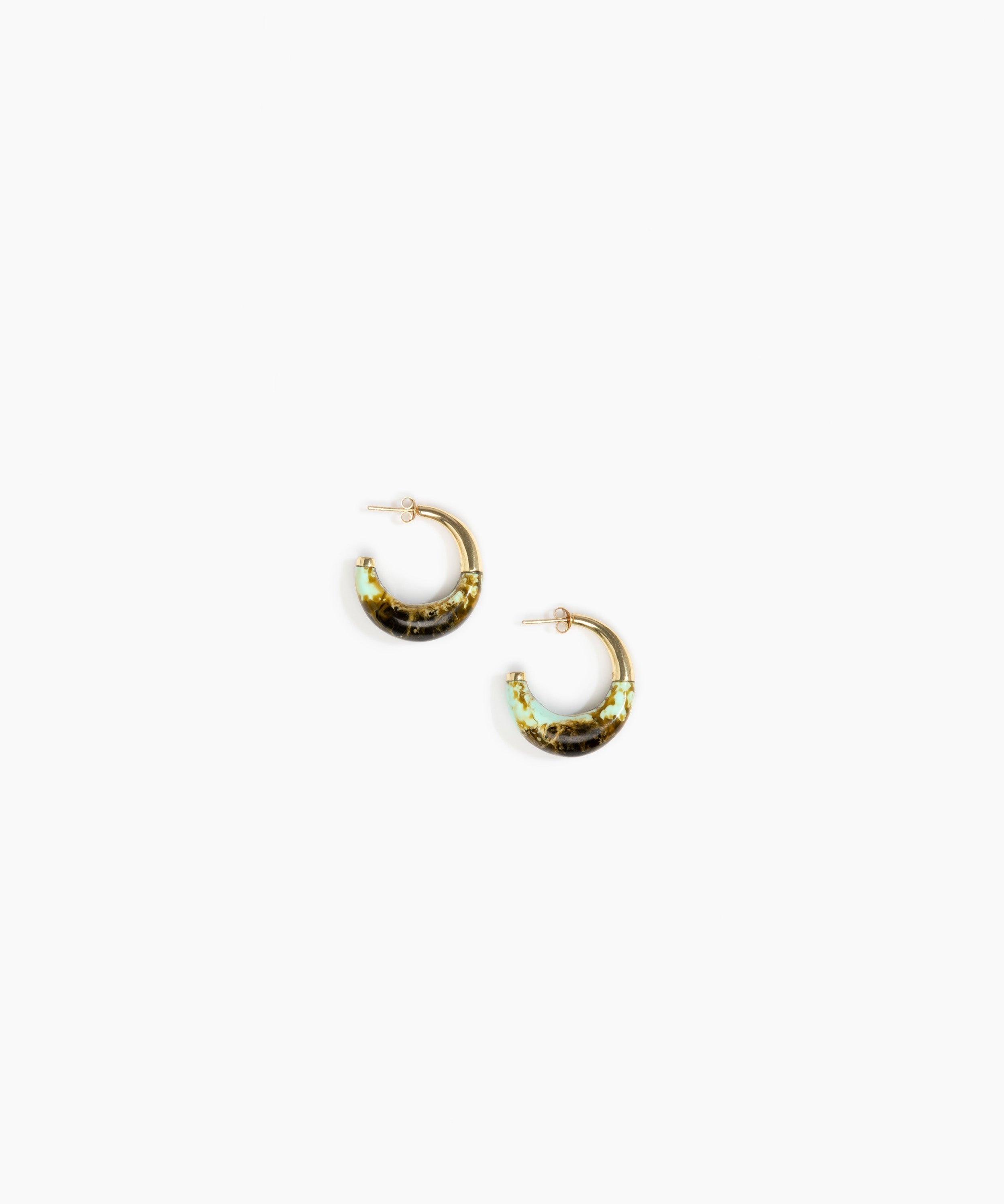 Dinosaur Designs Small Horn Earrings in Malachite Colour resin with Nano-Coated Brass Material