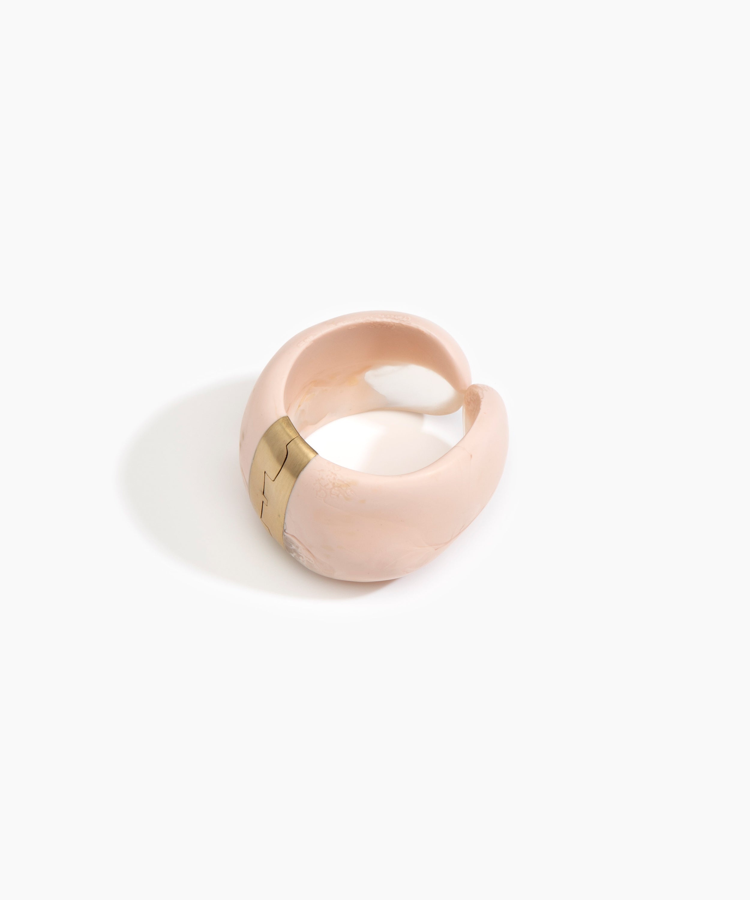 Dinosaur Designs Bold Stone Cuff in Rose Swirl Colour resin with Brass Material