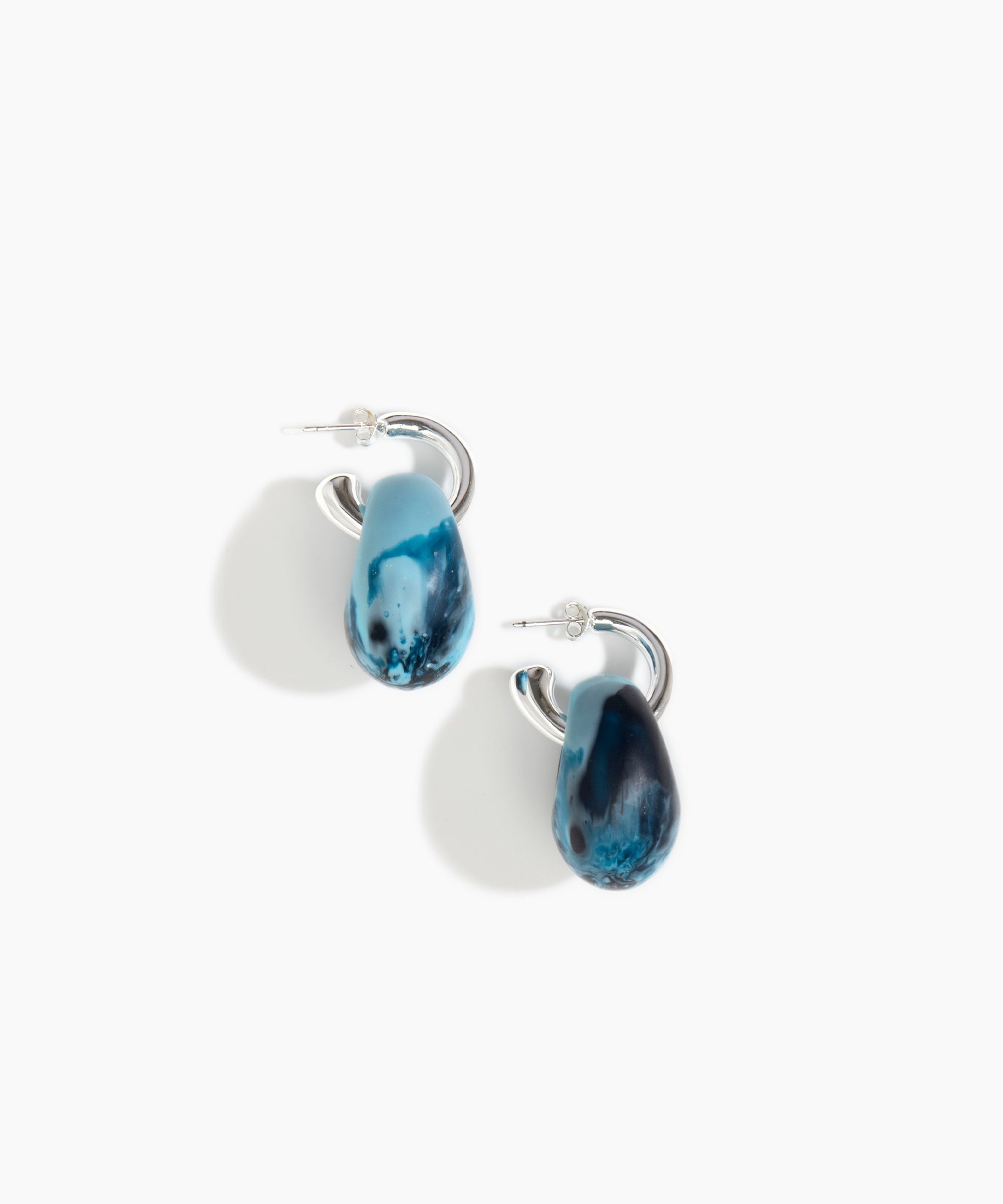 Dinosaur Designs Medium Splash Earrings in Water Colour resin with Silver-Plated Brass Hoop Material