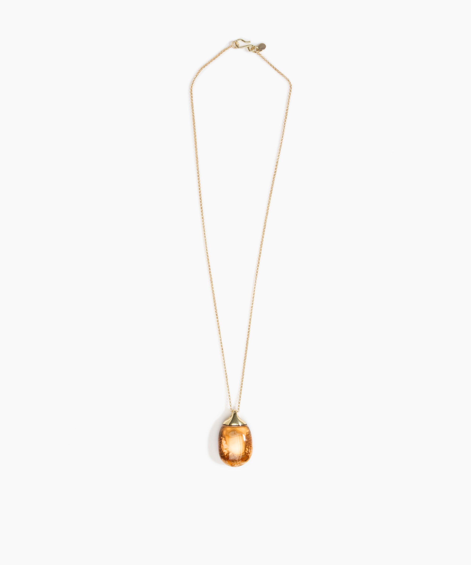 Dinosaur Designs Medium River Rock Pendant in Light Horn Colour resin with Gold-Filled Material