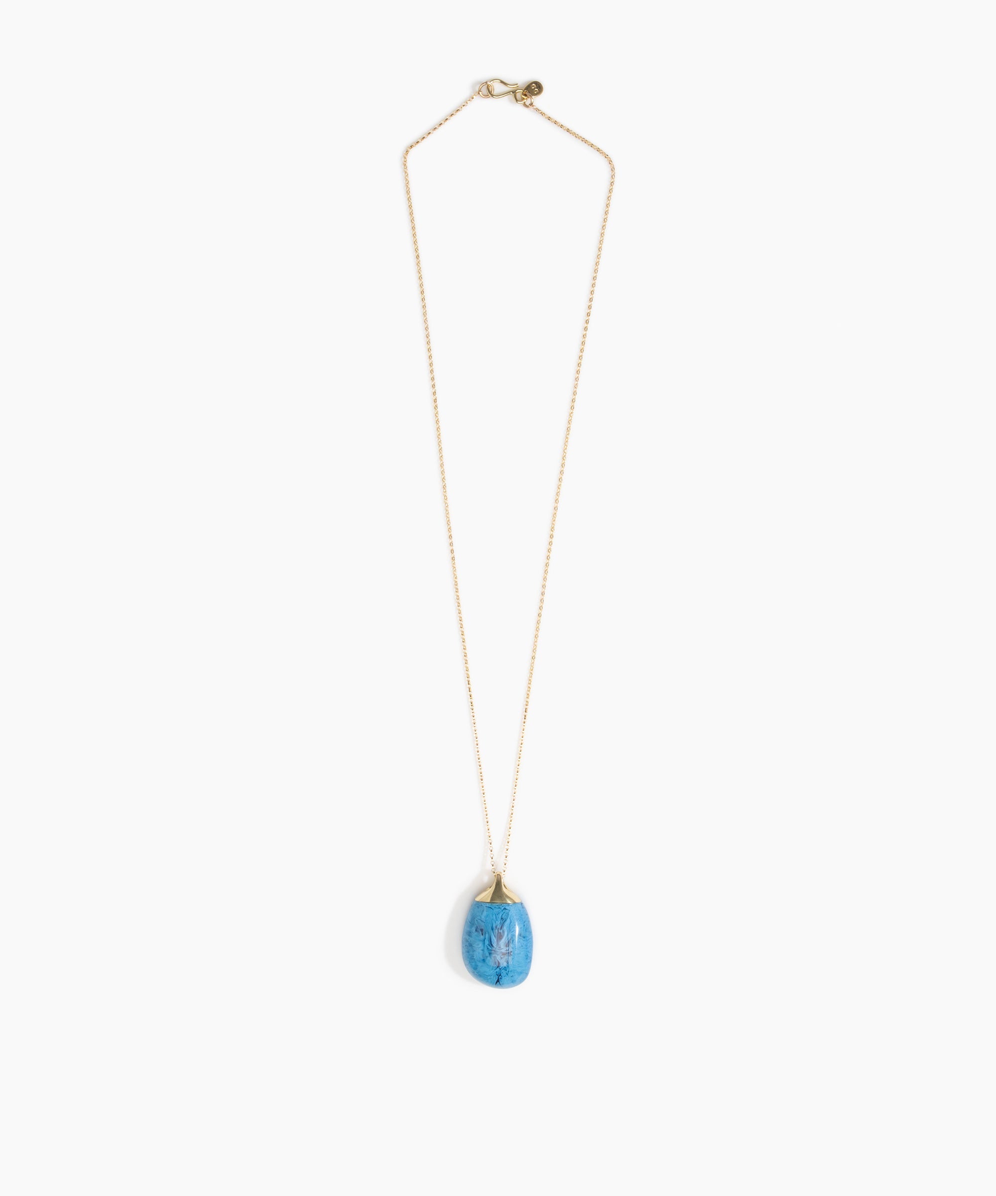 Dinosaur Designs Medium River Rock Pendant in Sky Colour resin with Gold-Filled Material
