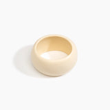 Dinosaur Designs Large Organic Oval Bangle in Cream Colour resin with Wide Fit