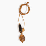 Dinosaur Designs Rock Cluster Pendant in Dark Horn Colour resin with Nano-Coated Brass Bead Material