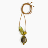 Dinosaur Designs Rock Cluster Pendant in Malachite Colour resin with Nano-Coated Brass Bead Material