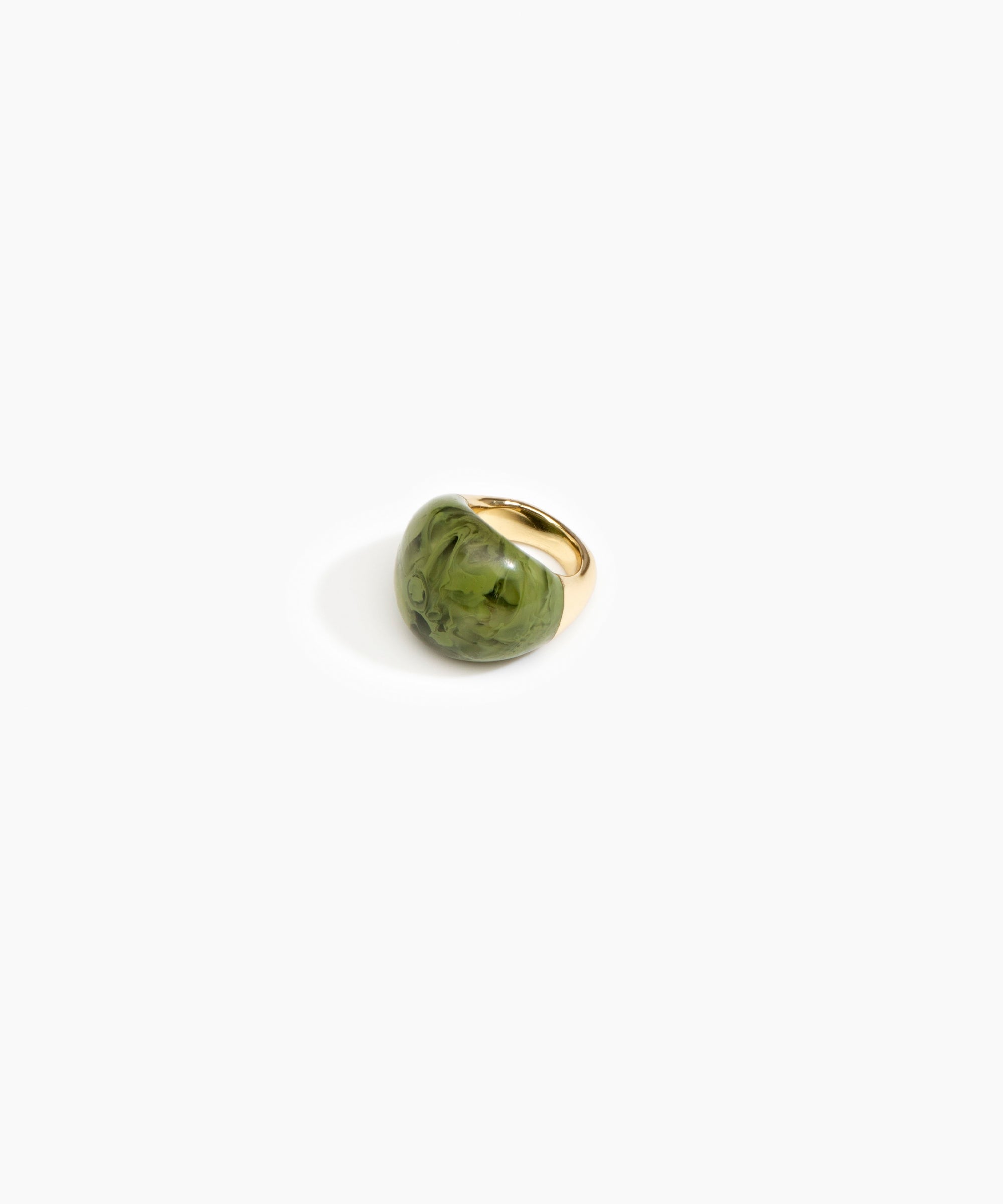 Dinosaur Designs Large Horn Ring in Olive Colour resin with Nano-Coated Brass Material