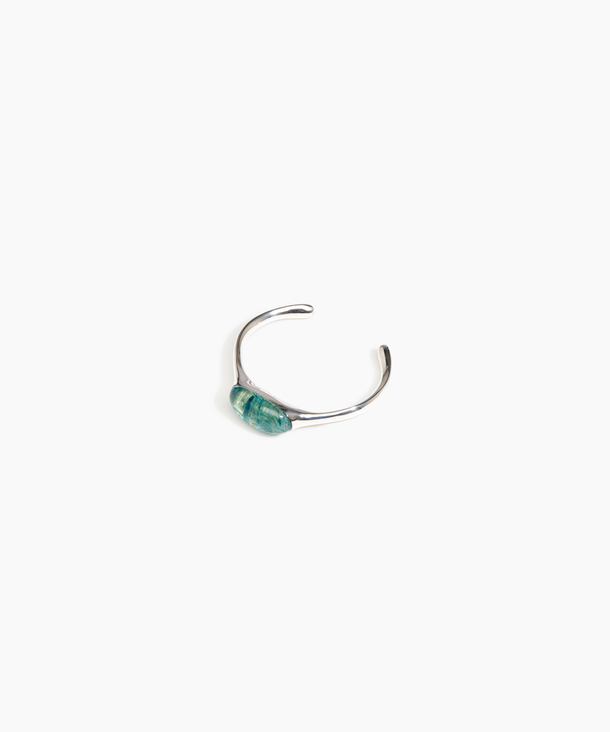 Dinosaur Designs Watercolour Cuff in Clear Water Colour resin with Silver-Plated Brass Material