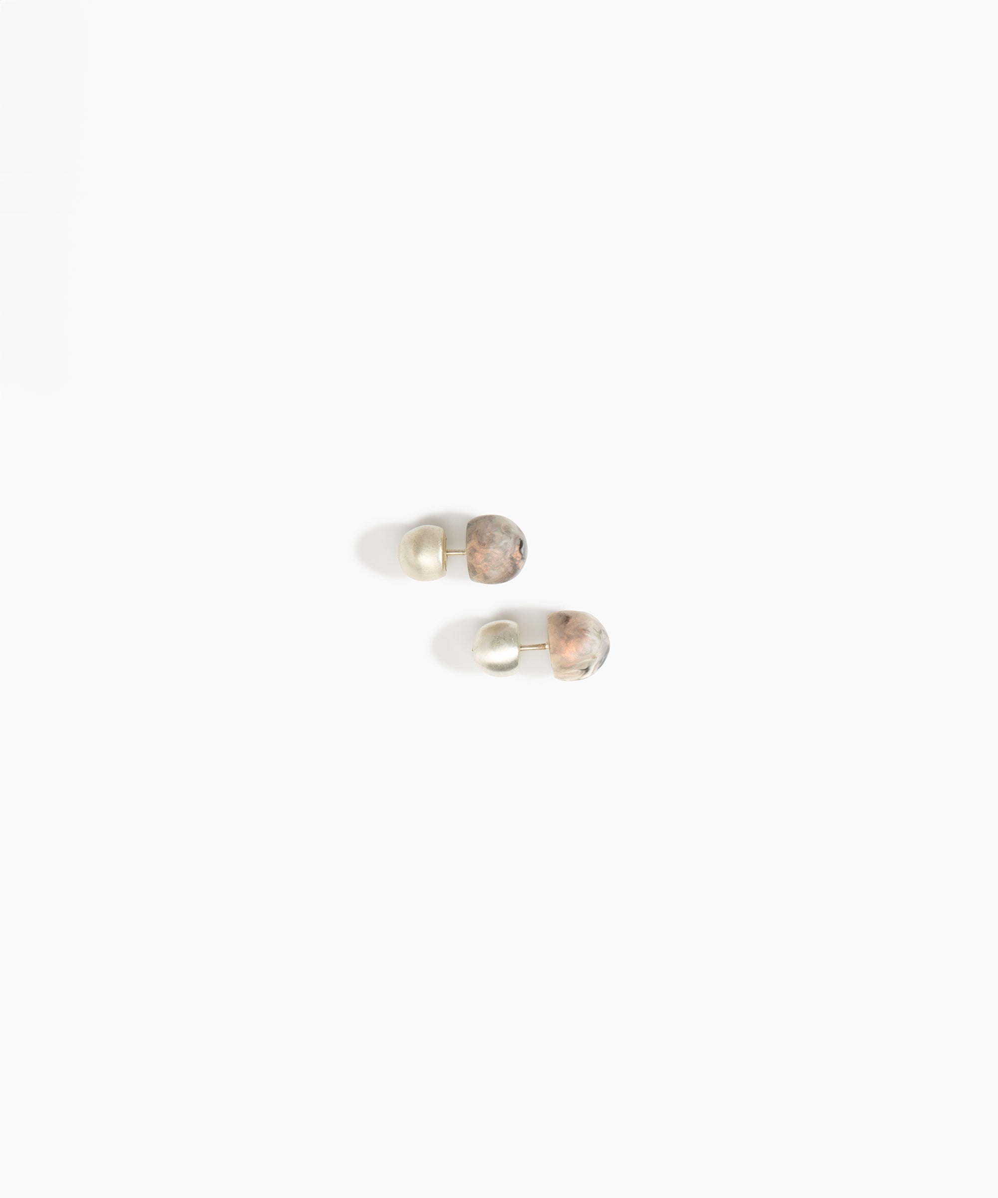 Dinosaur Designs Small Ball Stud Earrings in Sandy Pearl Colour resin with Silver-Plated Brass Material