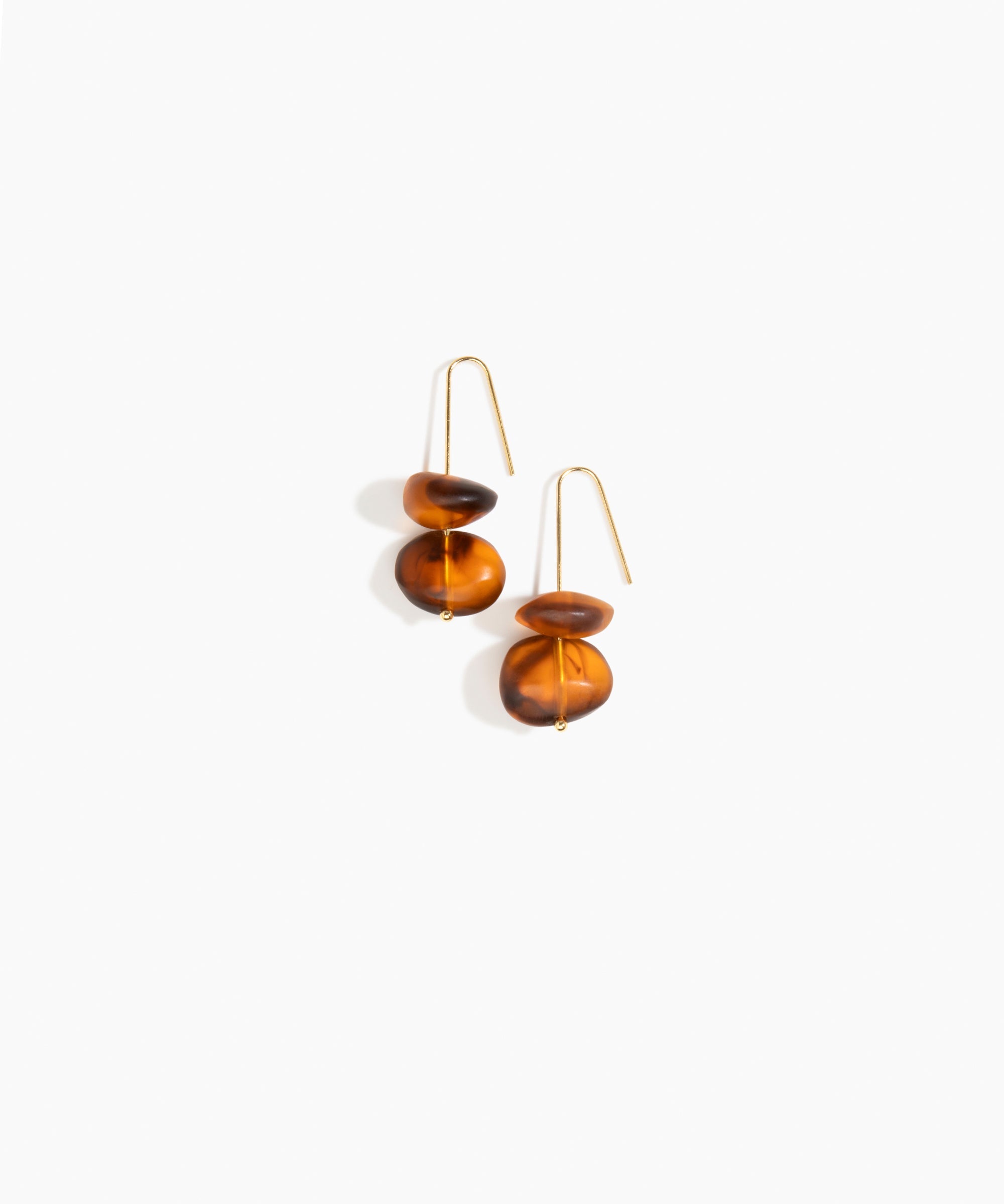 Dinosaur Designs Temple Earth Wire Earrings in Tortoise Colour resin with Gold-Filled Material