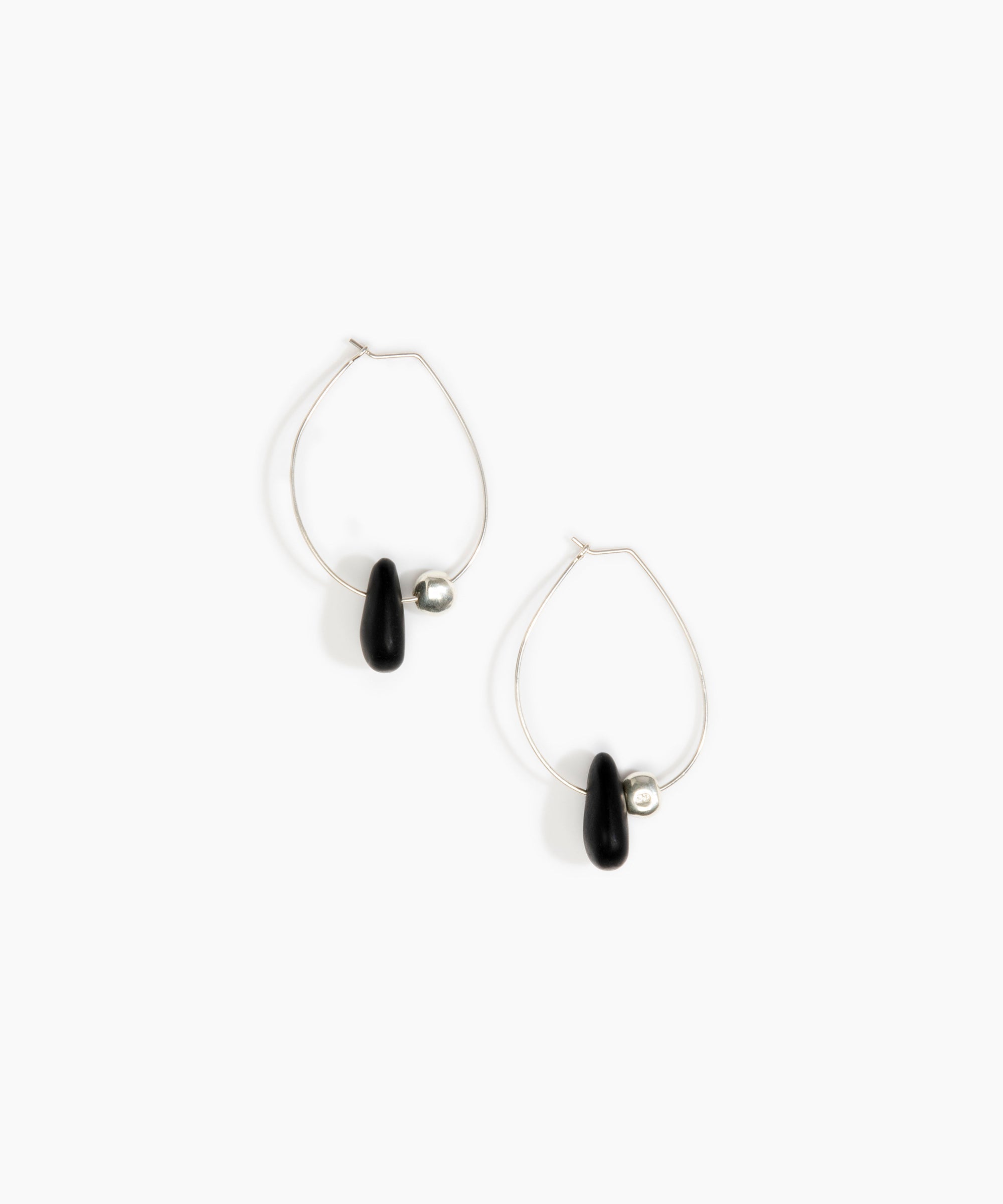 Dinosaur Designs Joie De Vivre Hoop Earrings in Black Colour resin with 925 Sterling Silver Material