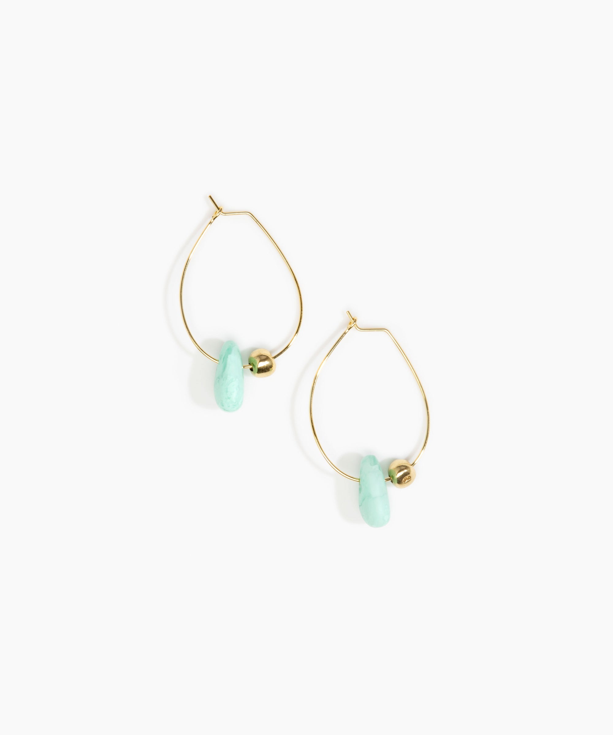 Dinosaur Designs Joie De Vivre Hoop Earrings in Mint Colour resin with Gold-Filled Material