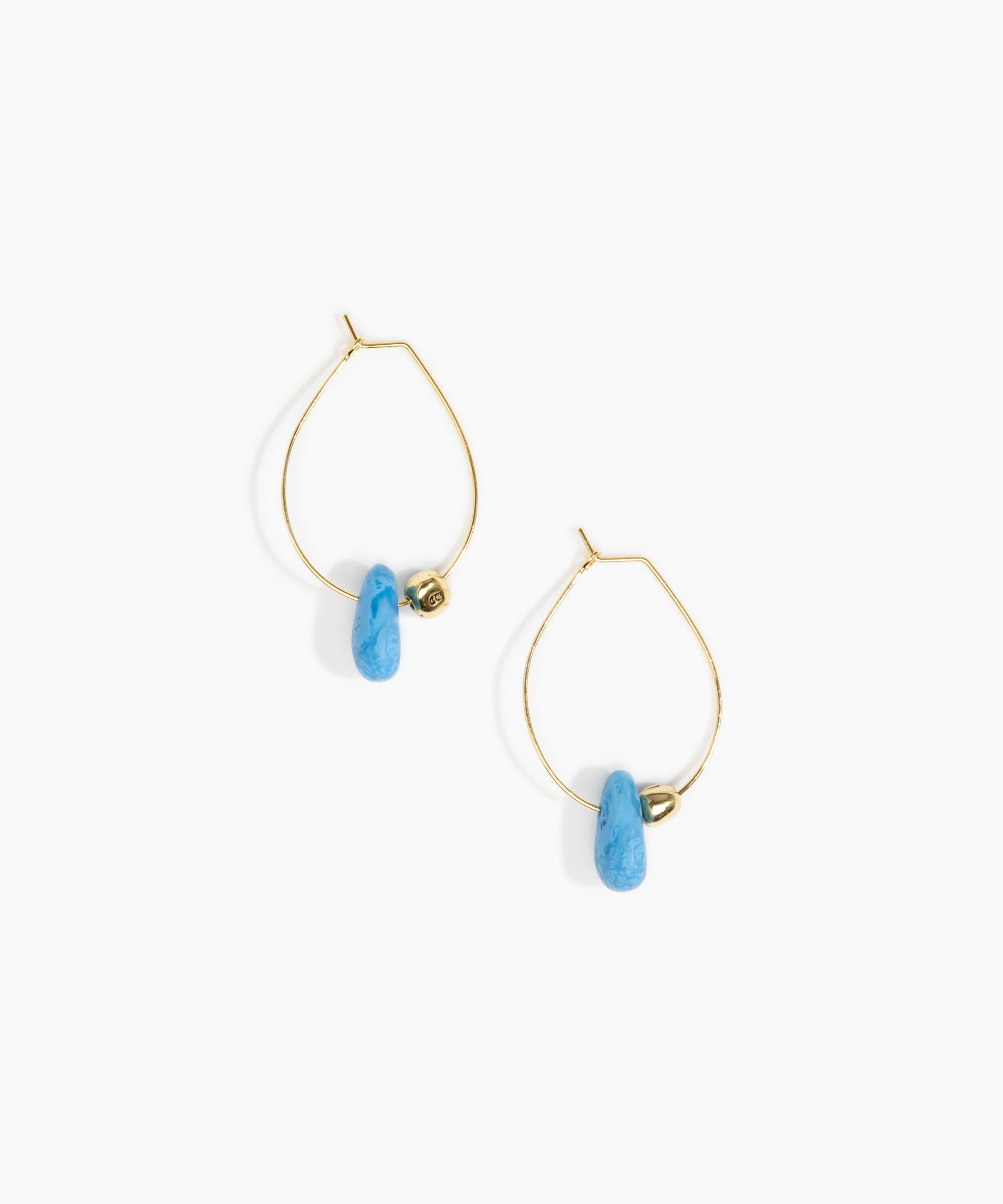Dinosaur Designs Joie De Vivre Hoop Earrings in Sky Colour resin with Gold-Filled Material