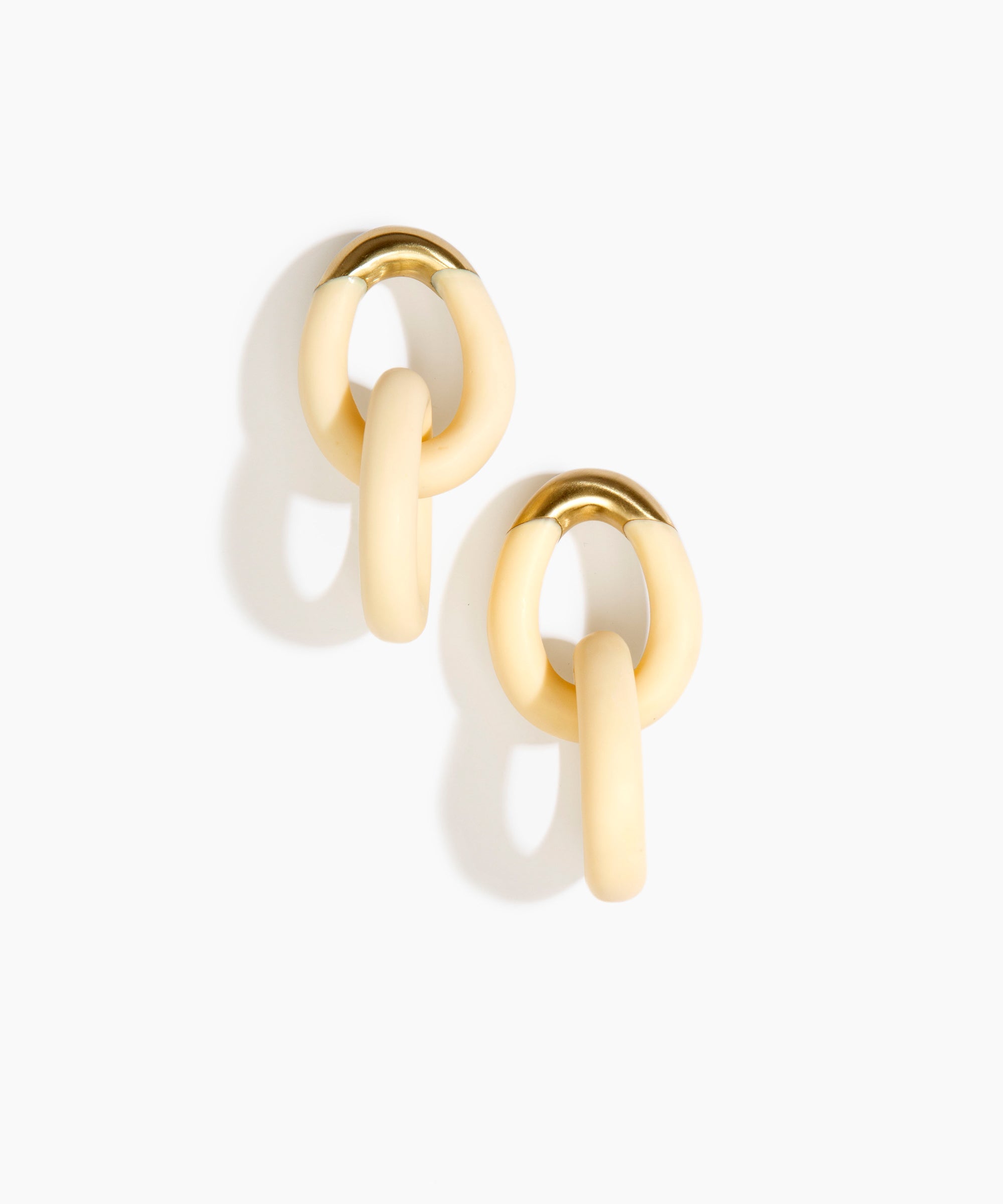 Dinosaur Designs Large Rock Chain Earrings in Cream Colour resin with Brushed Nano-Coated Brass Material
