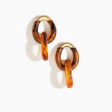Dinosaur Designs Large Rock Chain Earrings in Tortoise Colour resin with Brushed Nano-Coated Brass Material