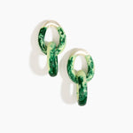 Dinosaur Designs Large Rock Chain Earrings in Grass Colour resin with Brushed Silver-Plated Brass Material