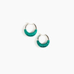Dinosaur Designs Small Horn Hoop Earrings in Mineral Swirl Colour resin with Silver-Plated Brass Material