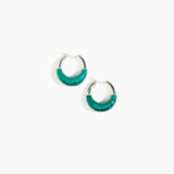 Dinosaur Designs Small Horn Hoop Earrings in Mineral Swirl Colour resin with Silver-Plated Brass Material