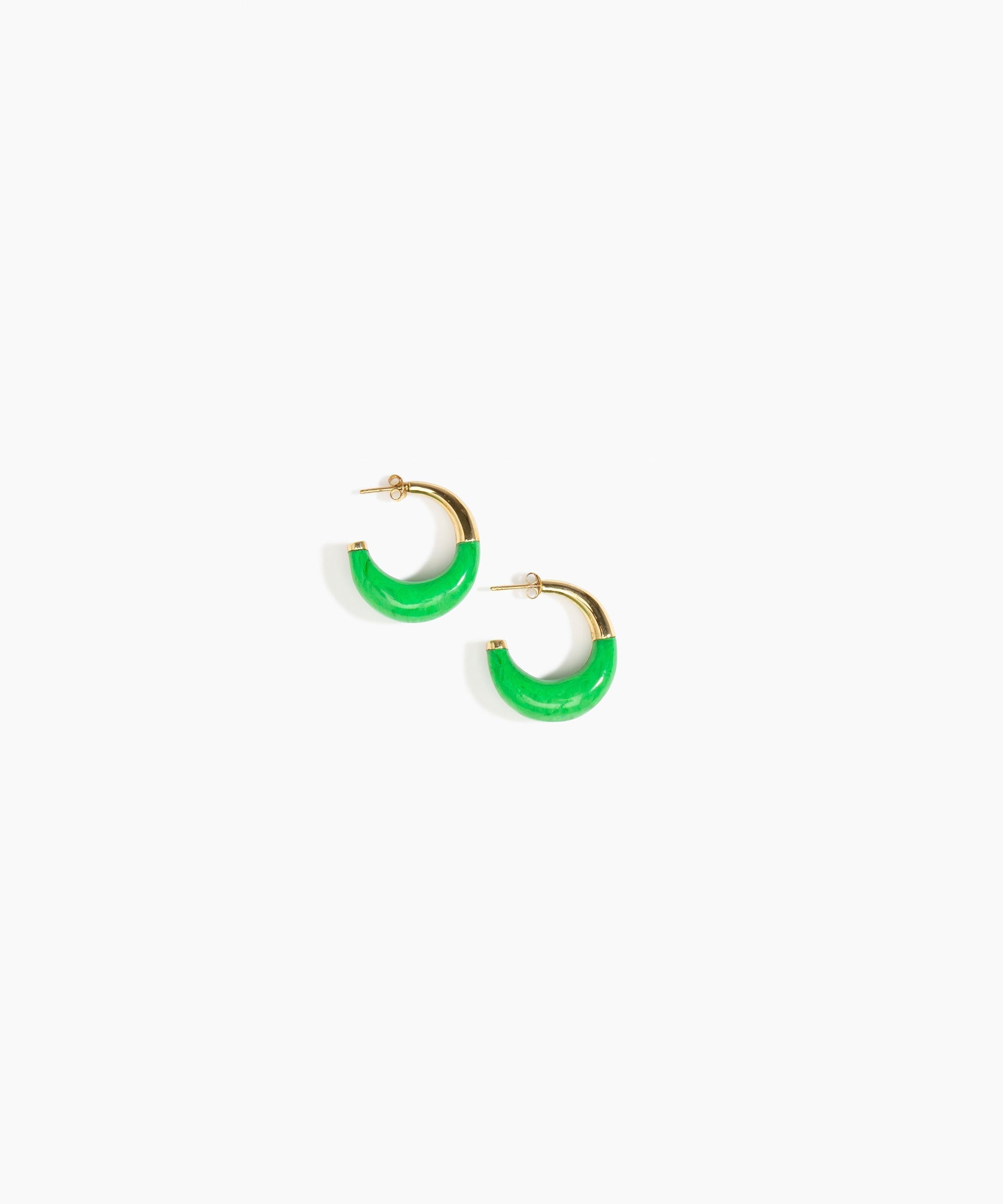 Dinosaur Designs Small Horn Earrings in Leaf Colour resin with Nano-Coated Brass Material