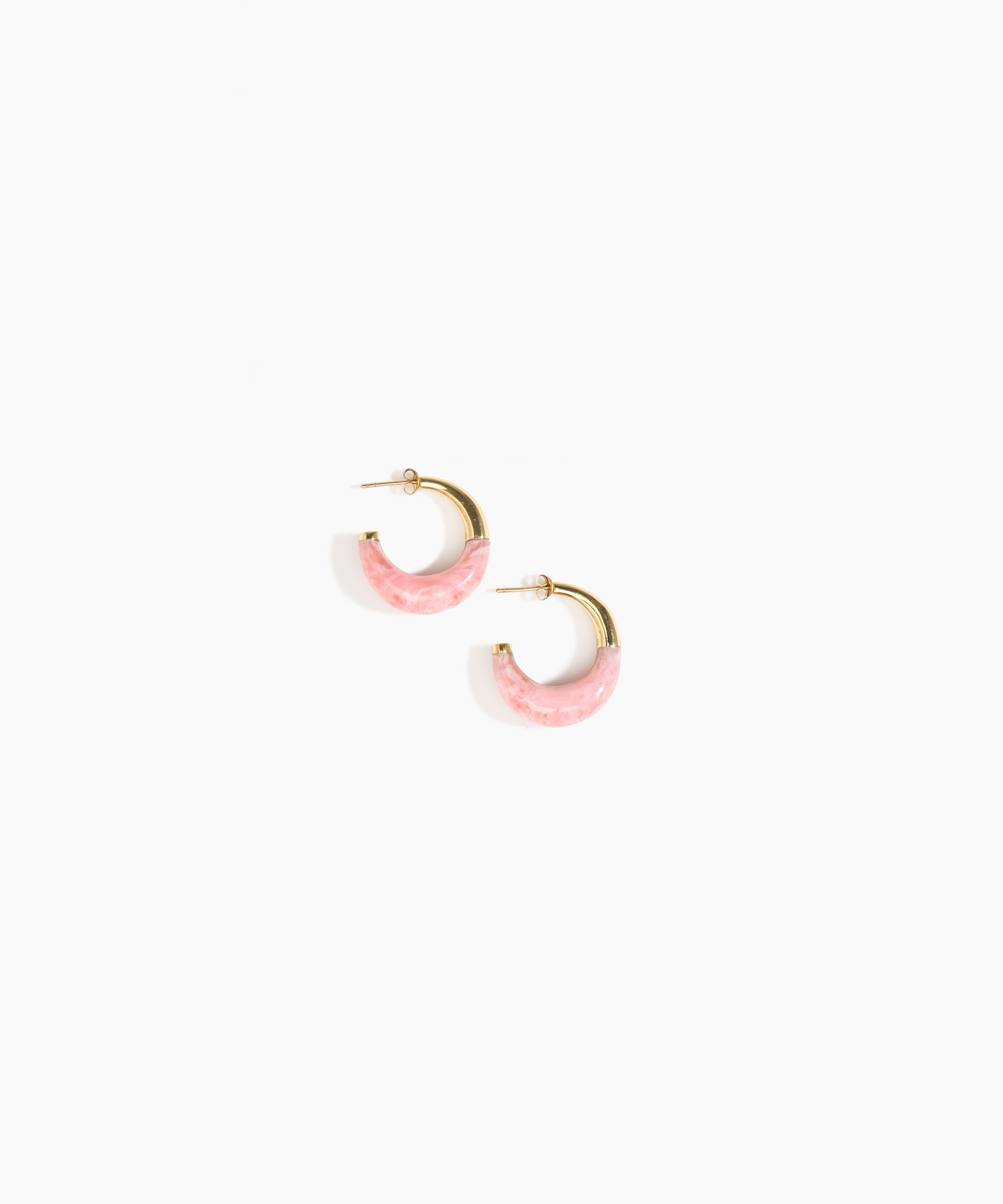 Dinosaur Designs Small Horn Earrings in Shell Pink Colour resin with Nano-Coated Brass Material