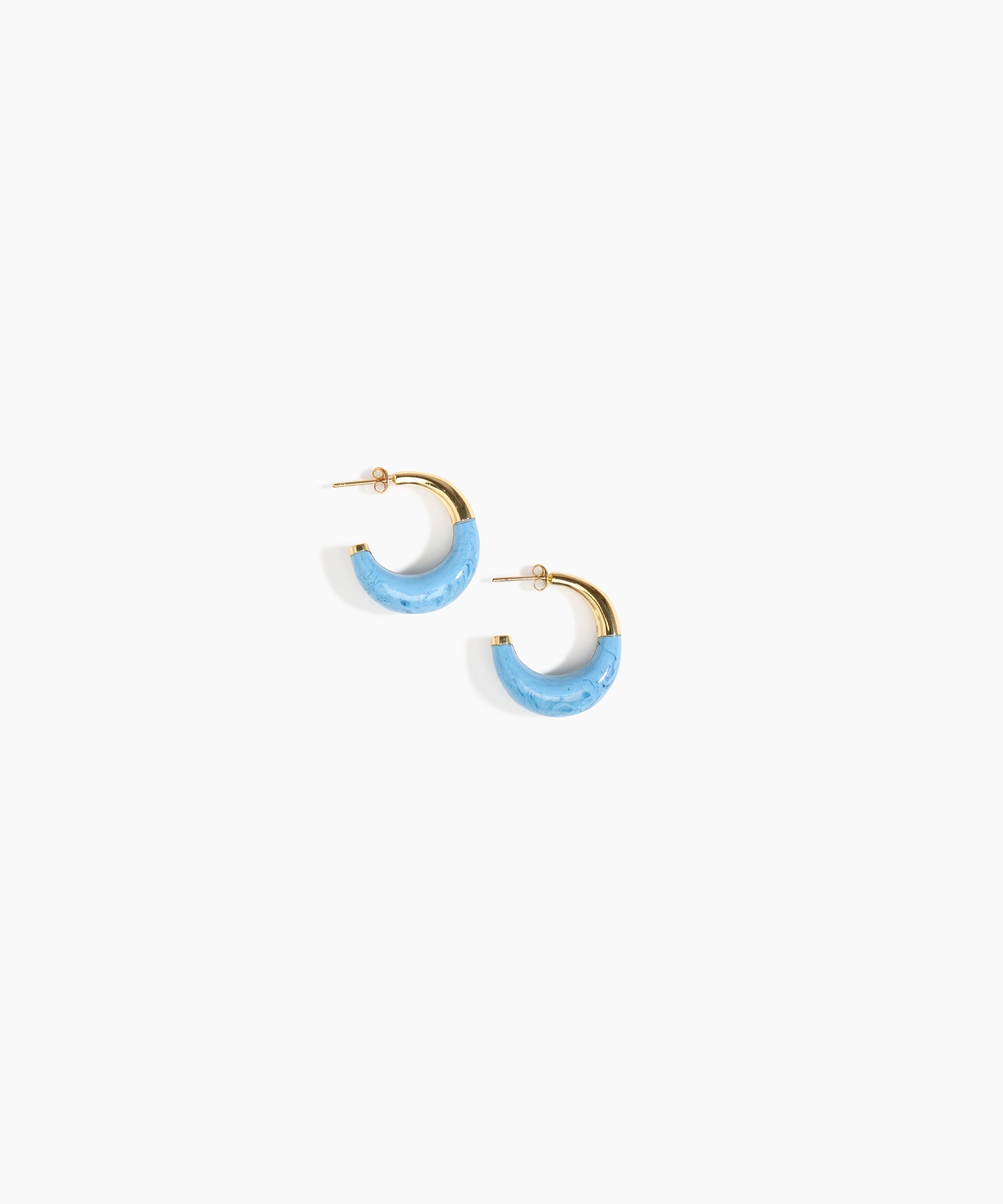 Dinosaur Designs Small Horn Earrings in Sky Colour resin with Nano-Coated Brass Material