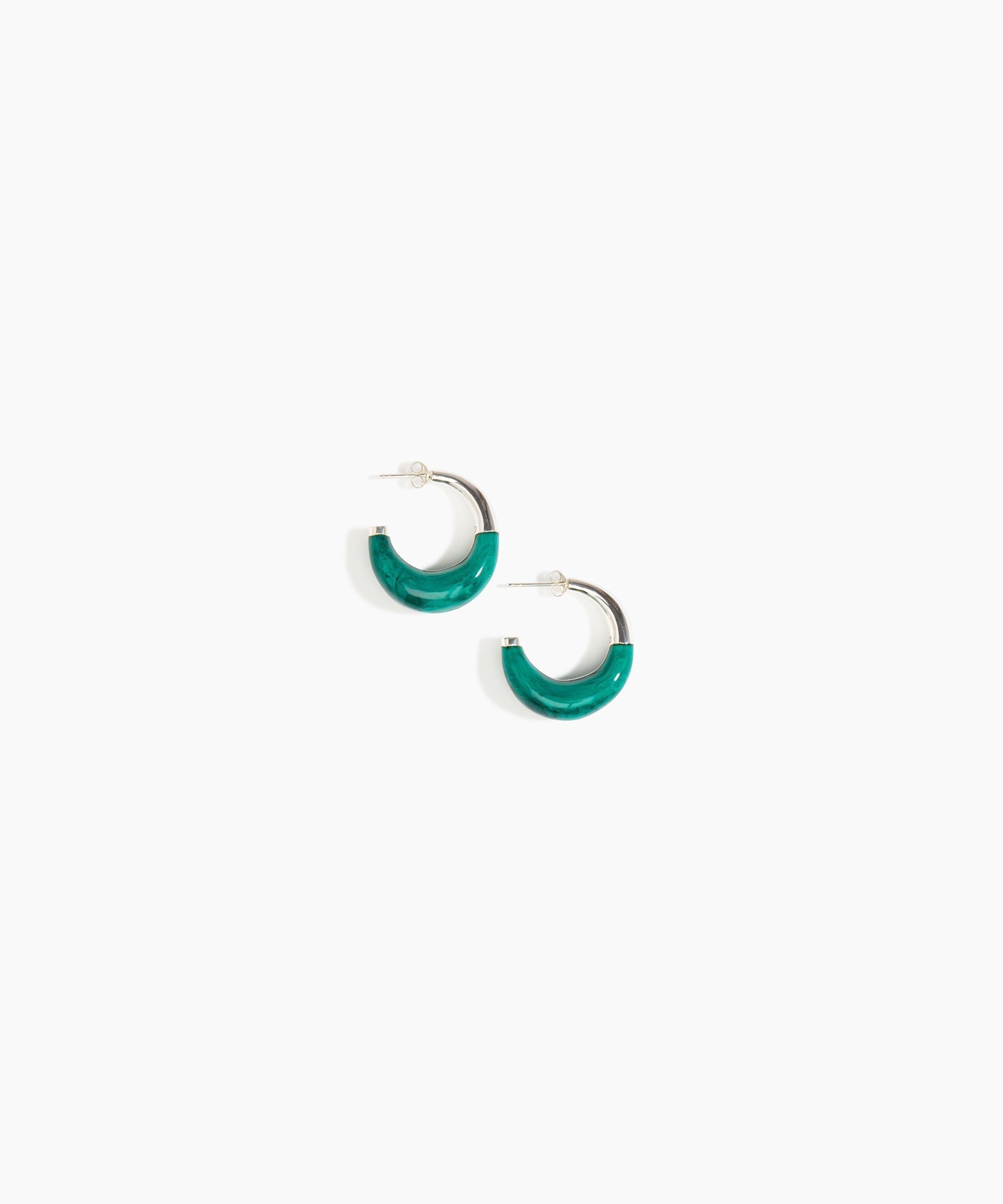 Dinosaur Designs Small Horn Earrings in Mineral Swirl Colour resin with Silver-Plated Brass Material