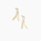 Dinosaur Designs Large Wishbone Earrings in Cream Colour resin with Silver-Plated Brass Material