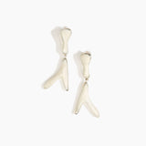 Dinosaur Designs Long Wishbone Earrings in Chalk Swirl Colour resin with Silver-Plated Brass Material