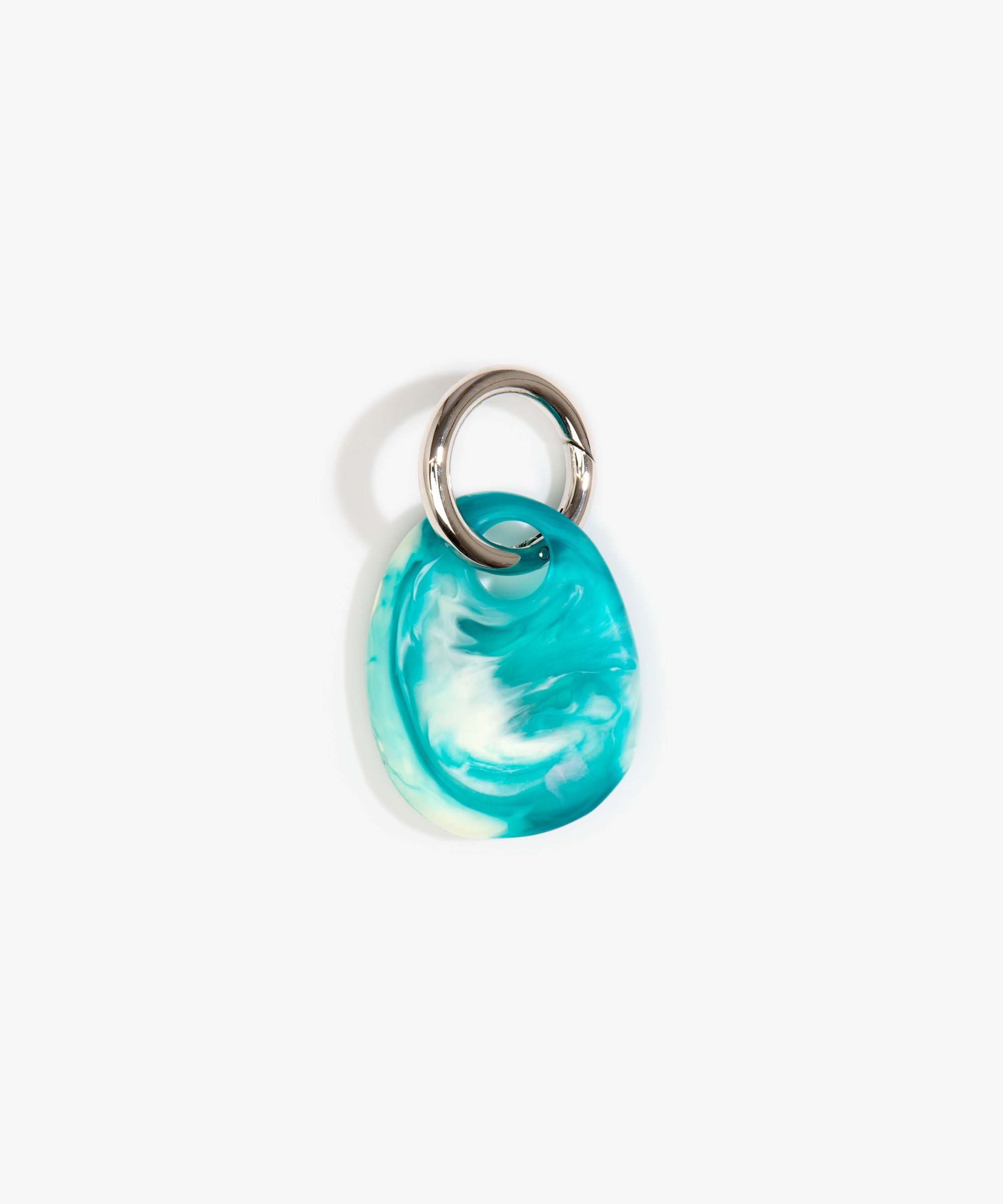 Dinosaur Designs Earth Keyring in Lagoon Colour resin with Gunmetal Metal