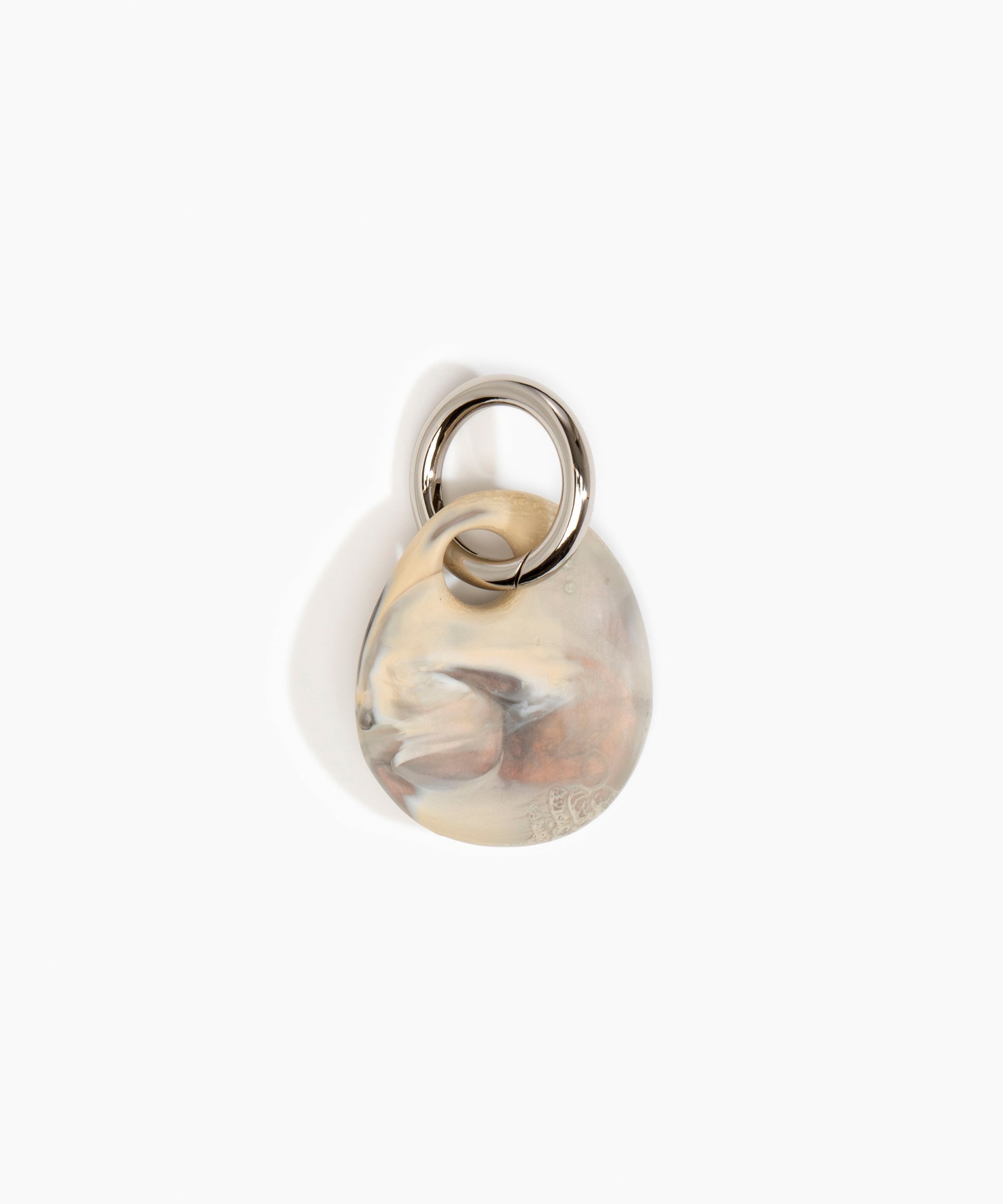 Dinosaur Designs Earth Keyring in Sandy Pearl Colour resin with Gunmetal Metal