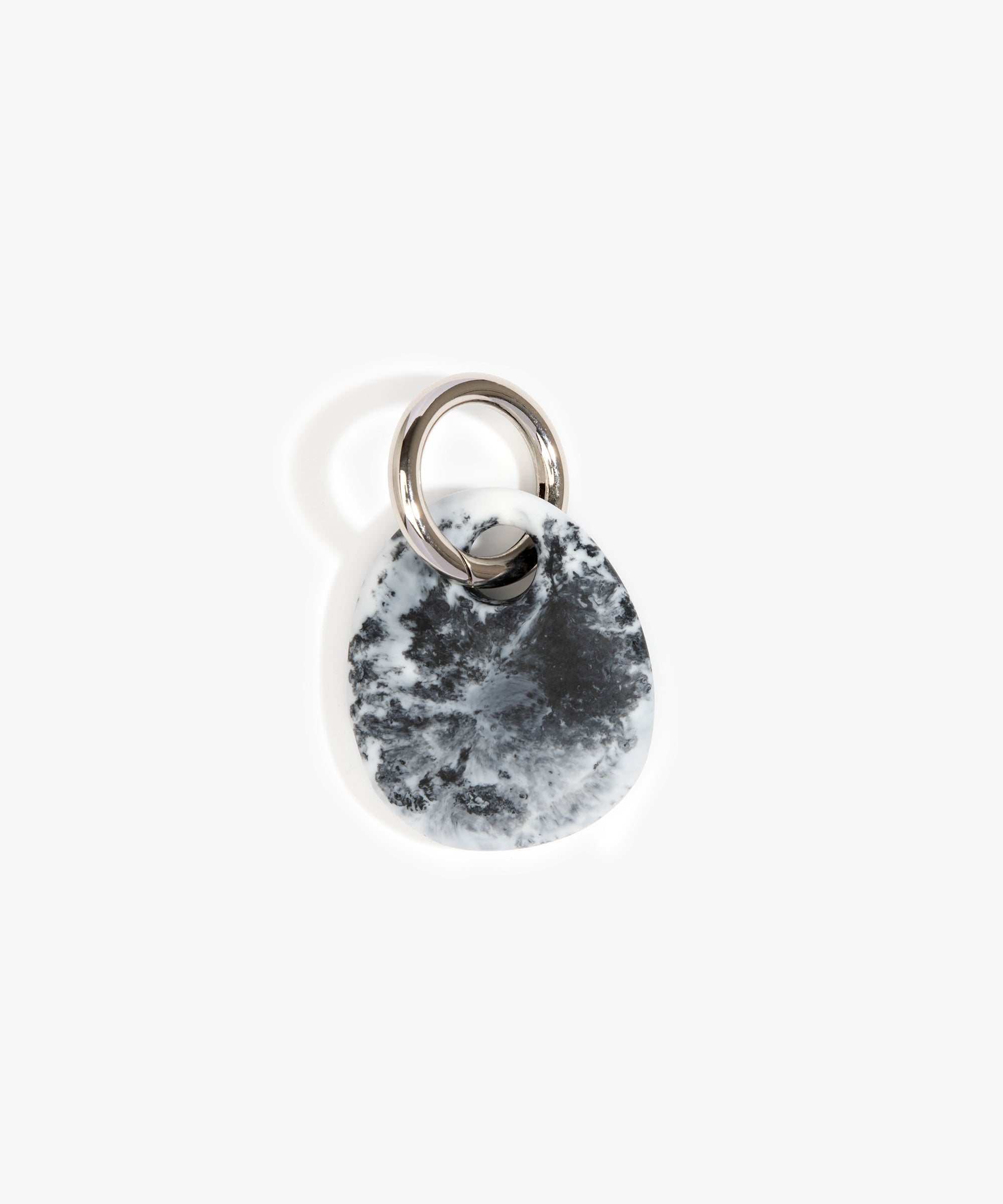 Dinosaur Designs Earth Keyring in White Marble Colour resin with Gunmetal Metal