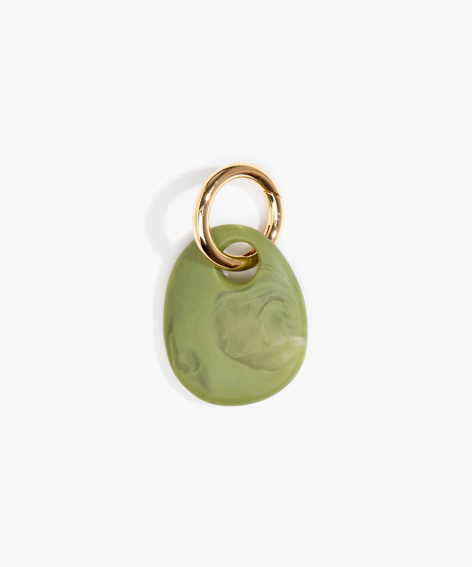Dinosaur Designs Earth Keyring in Olive Colour resin with Brass Metal
