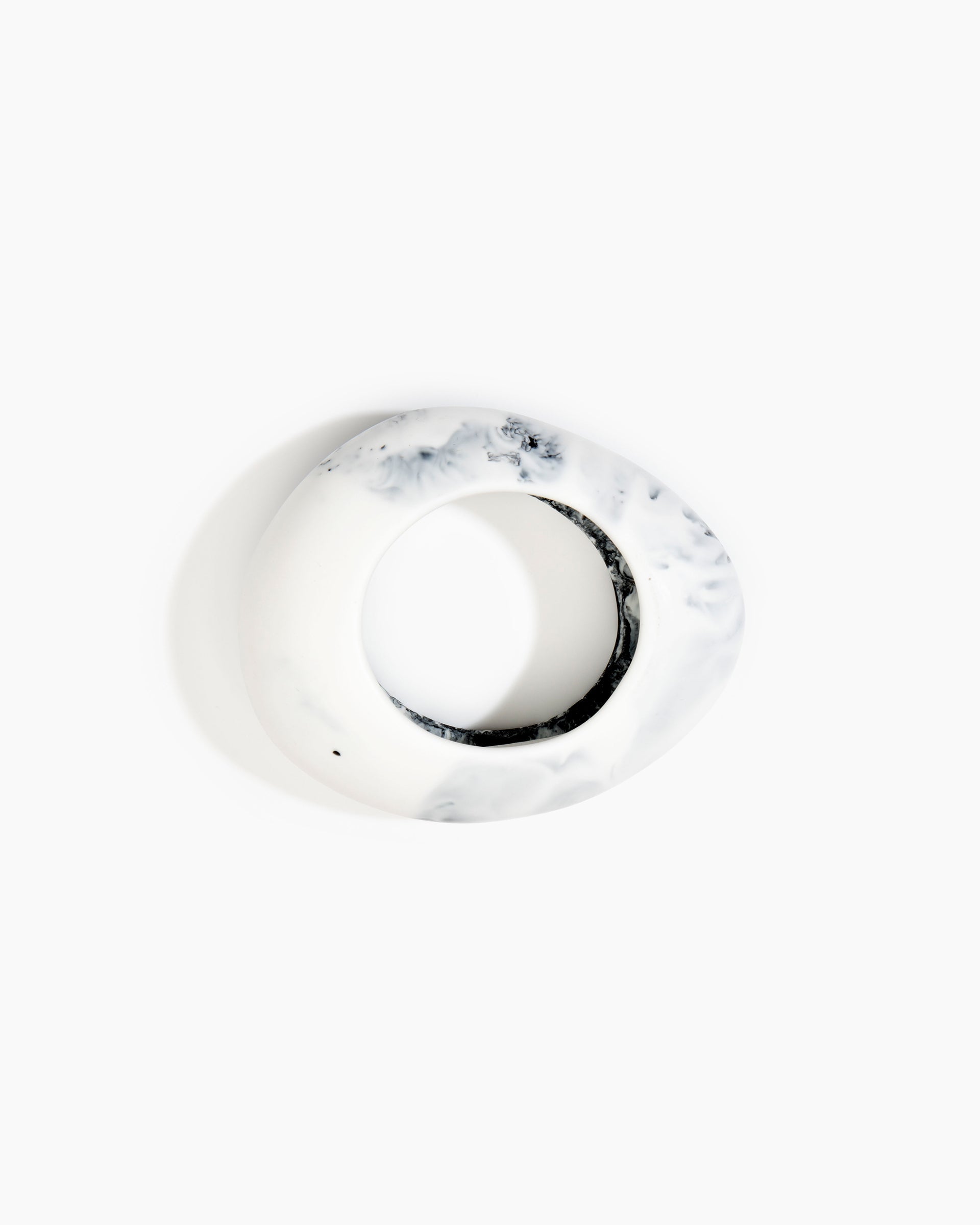 Dinosaur Designs Large Rock Bangle in White Marble Colour resin with Wide Fit