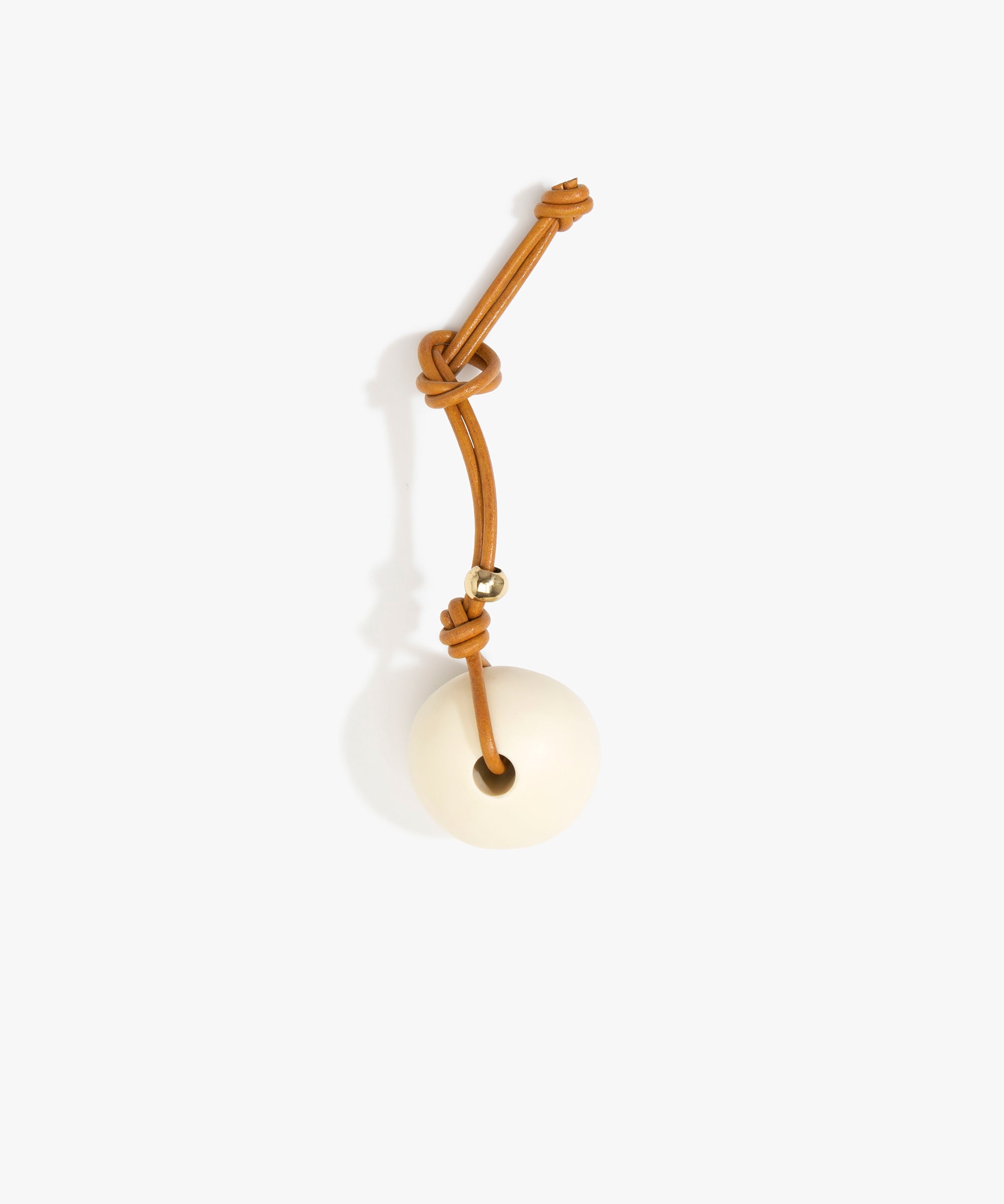 Dinosaur Designs Round Watercolour Bag Charm in Cream Colour resin with Brass Material