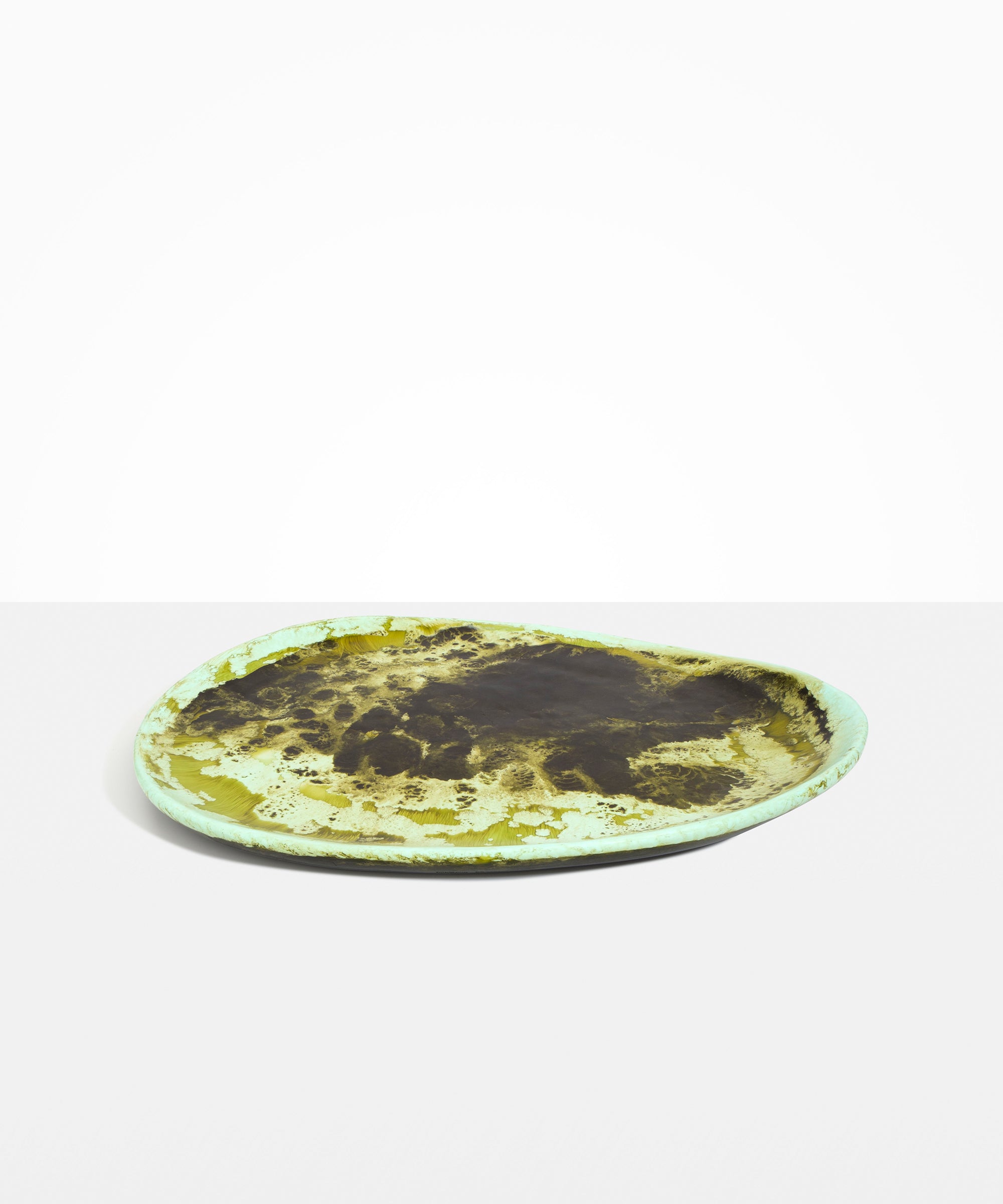 Dinosaur Designs Large Pebble Platter in Malachite Colour resin