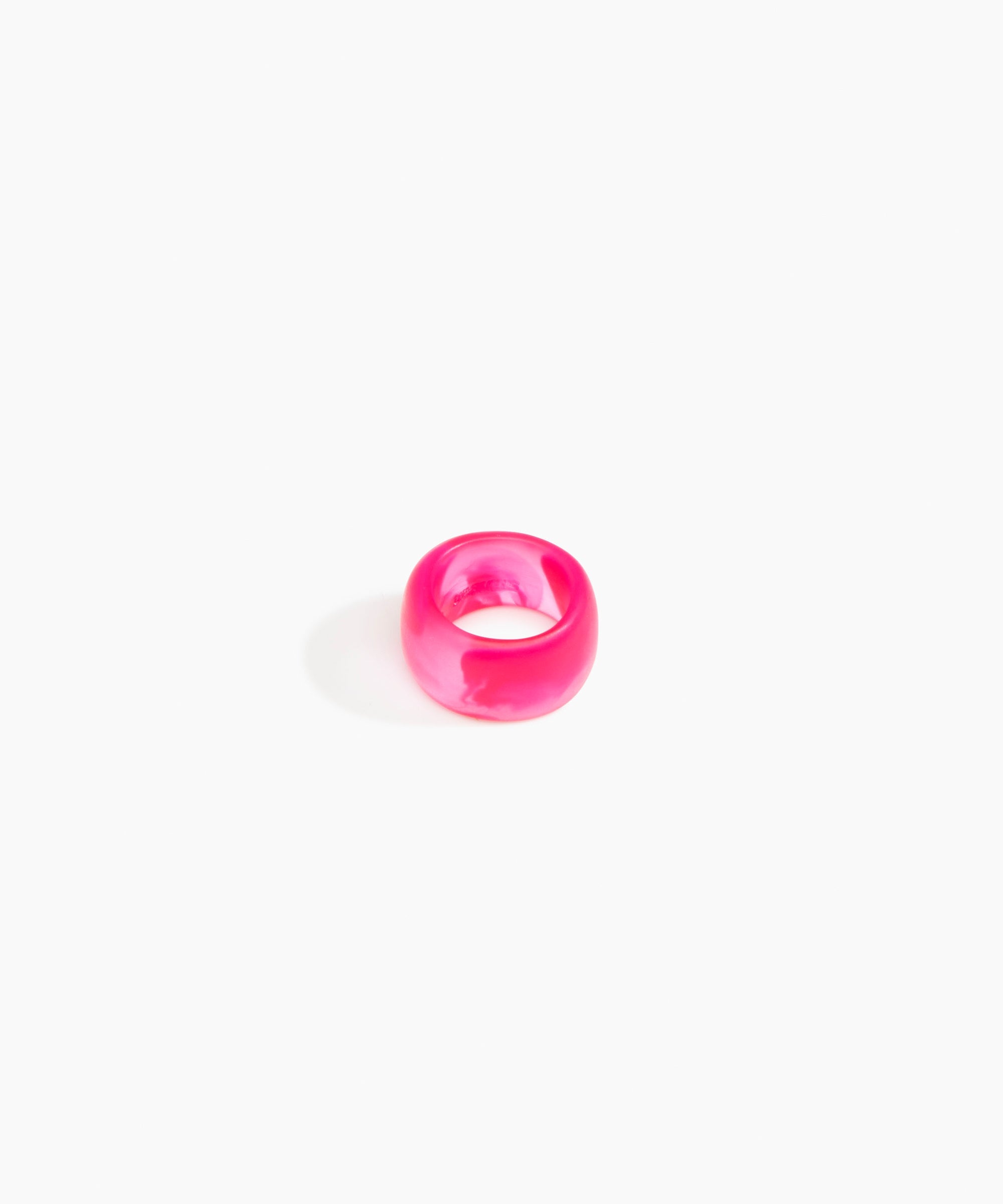 Dinosaur Designs Band Ring in Flamingo Colour resin with Wide Fit