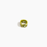 Dinosaur Designs Polished Cube Ring in Malachite Colour resin with Regular Fit