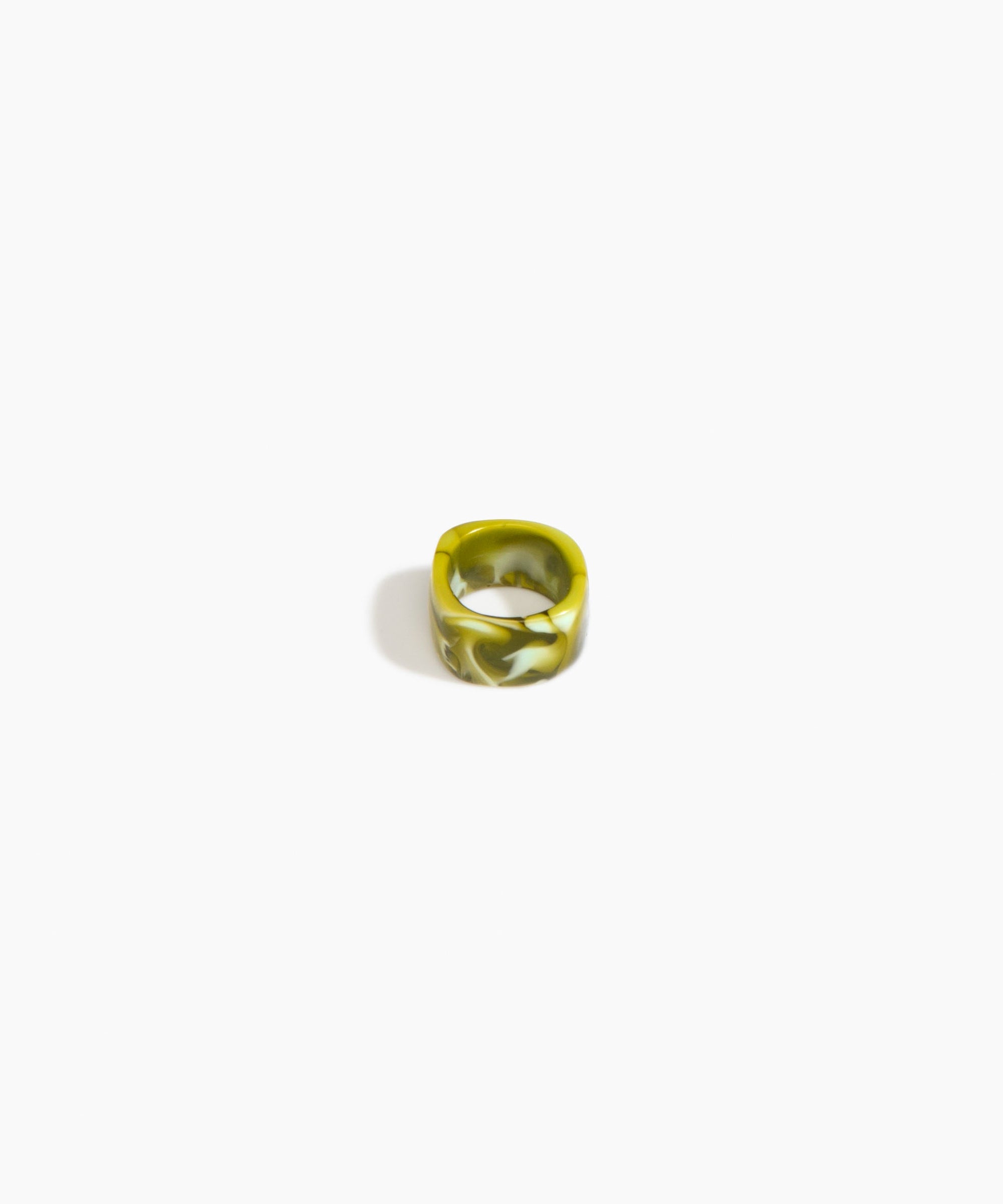 Dinosaur Designs Polished Cube Ring in Malachite Colour resin with Regular Fit