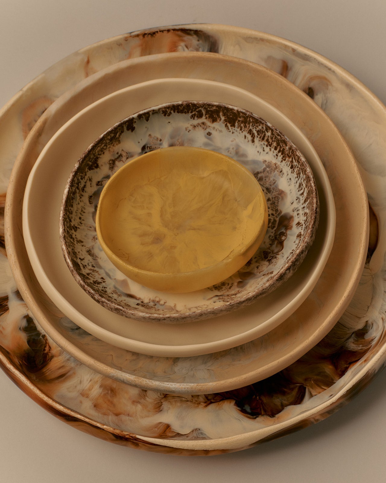 Stacked Resin Bowls with Lemons