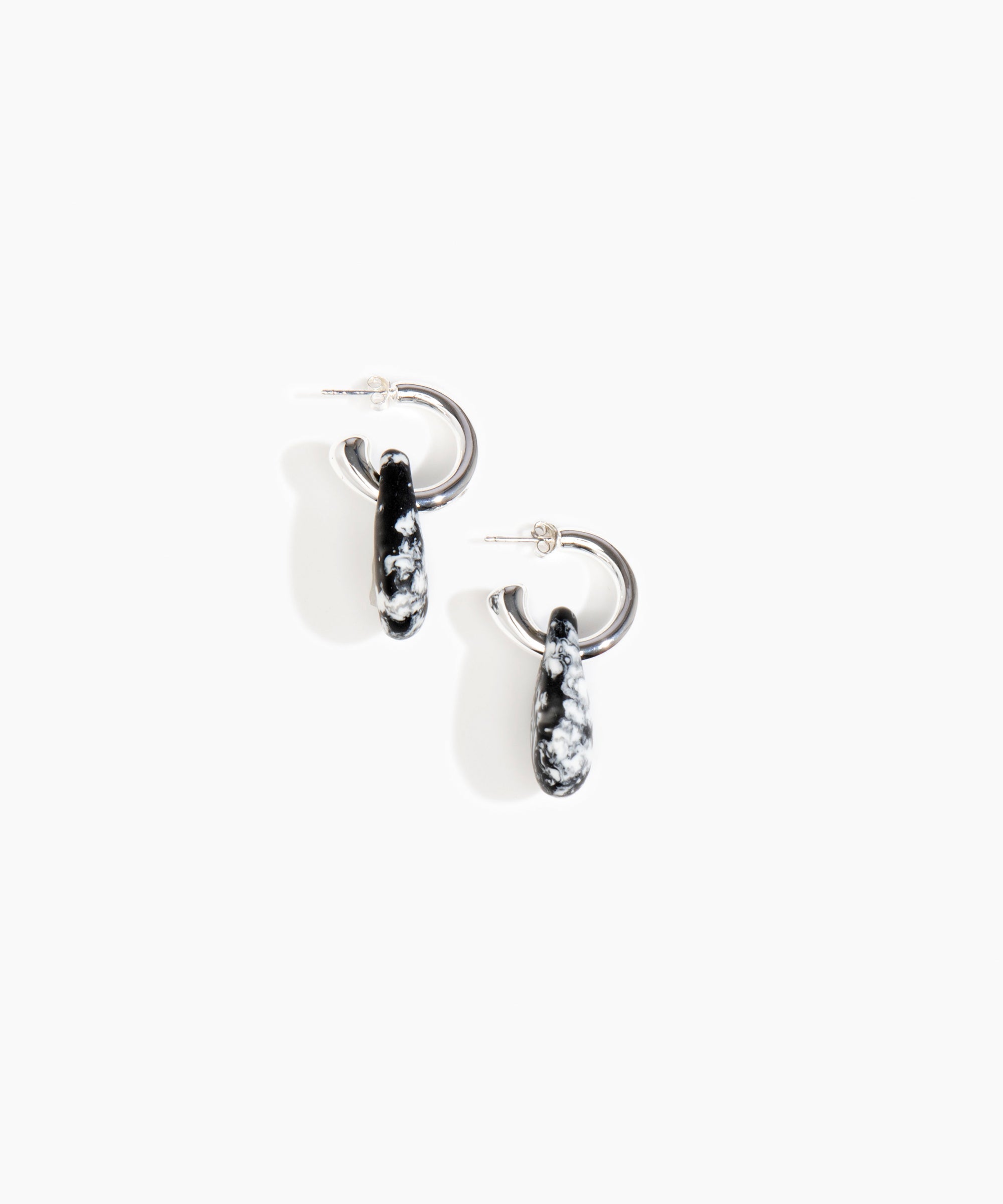 Small Rock Hoop Earrings Light Horn Silver-Plated Brass Hoop