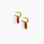 Dinosaur Designs Small Rock Hoop Earrings Earrings in Tortoise Colour resin with Brass Hoop Material.