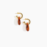 Dinosaur Designs Small Rock Hoop Earrings Earrings in Tortoise Colour resin with Brass Hoop Material.