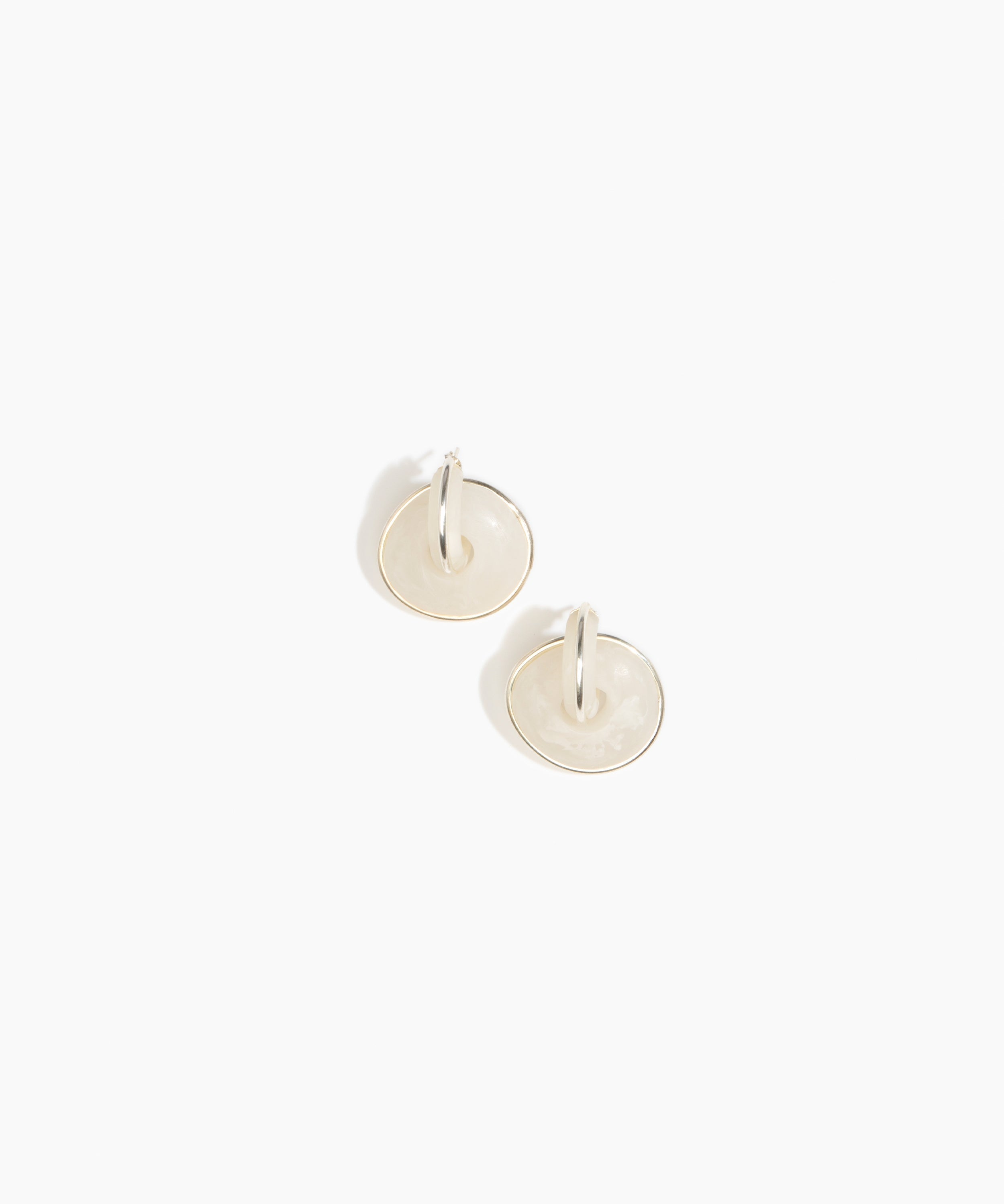 Dinosaur Designs Large Drift Link Earrings Earrings in Chalk Swirl Colour resin with Silver-Plated Brass Material