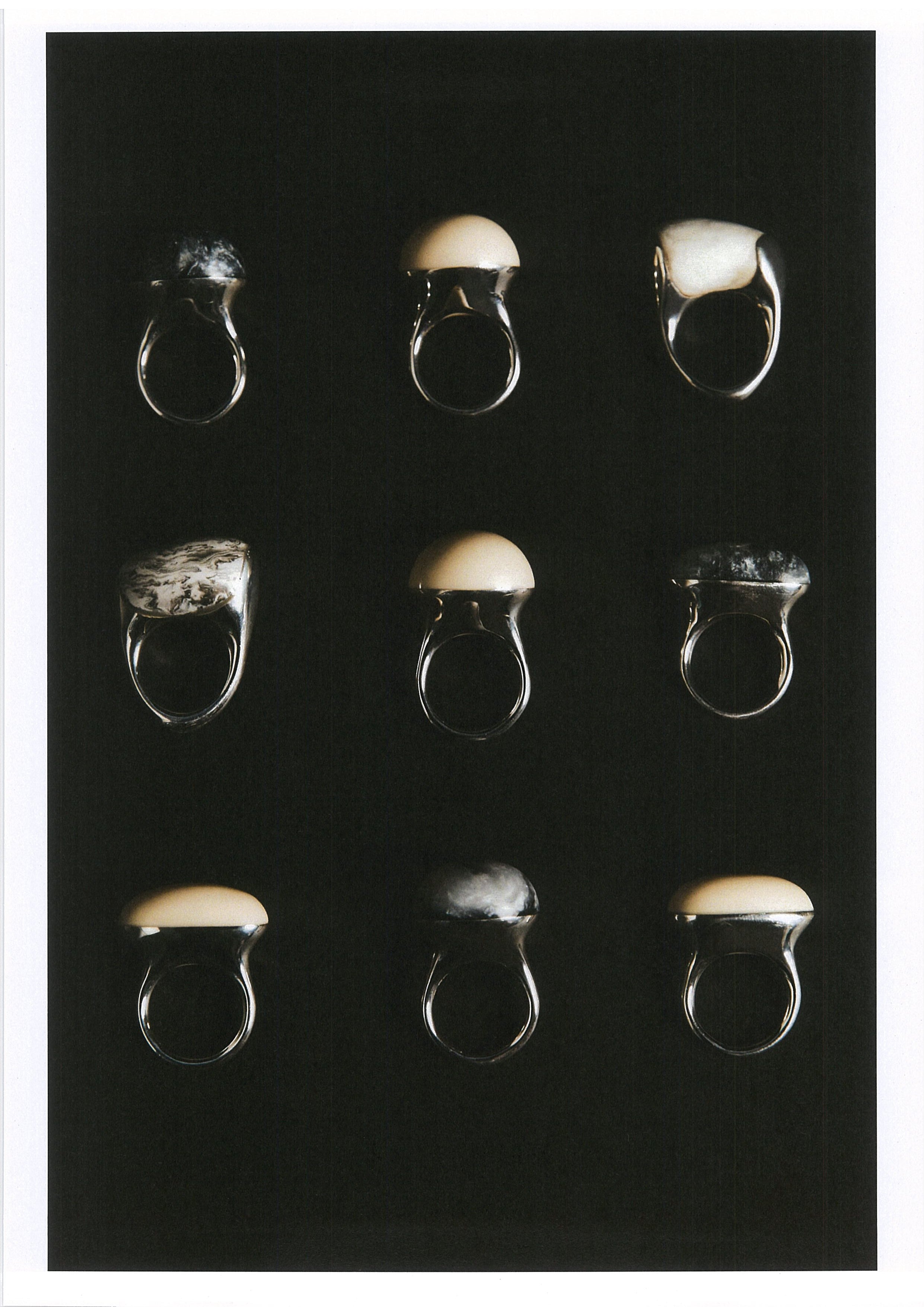 Multiple rings displayed on a black background