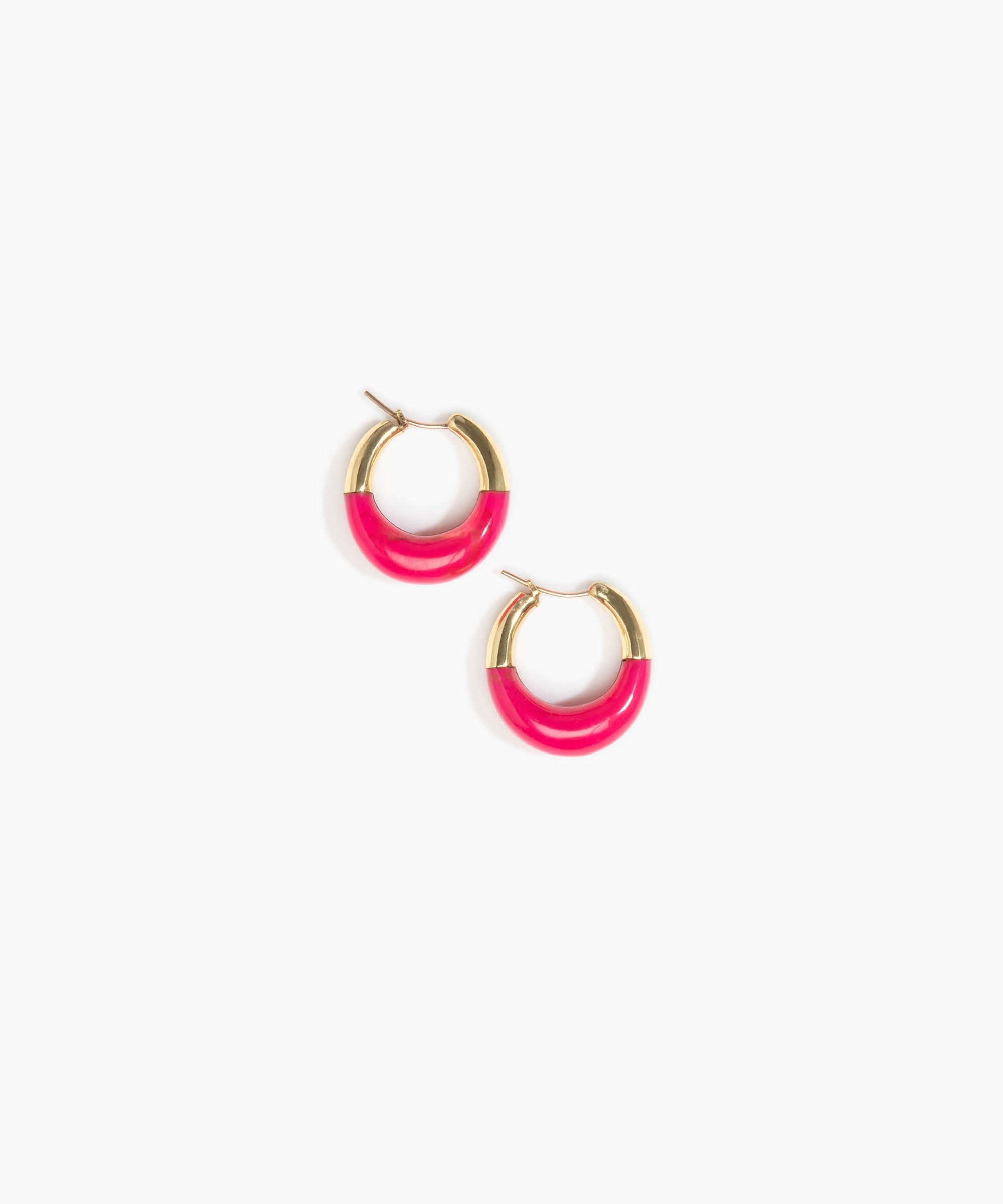 Dinosaur Designs Small Horn Hoop Earrings Earrings in Flamingo Colour resin 