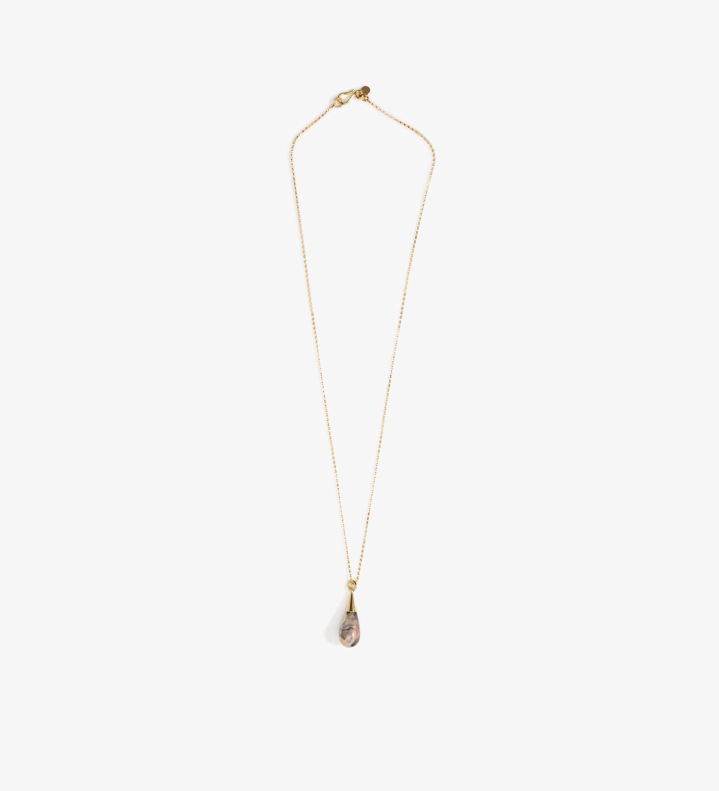 Dinosaur Designs Dew Drop Pendant Necklaces in Sandy Pearl Colour resin with Gold-Filled Material