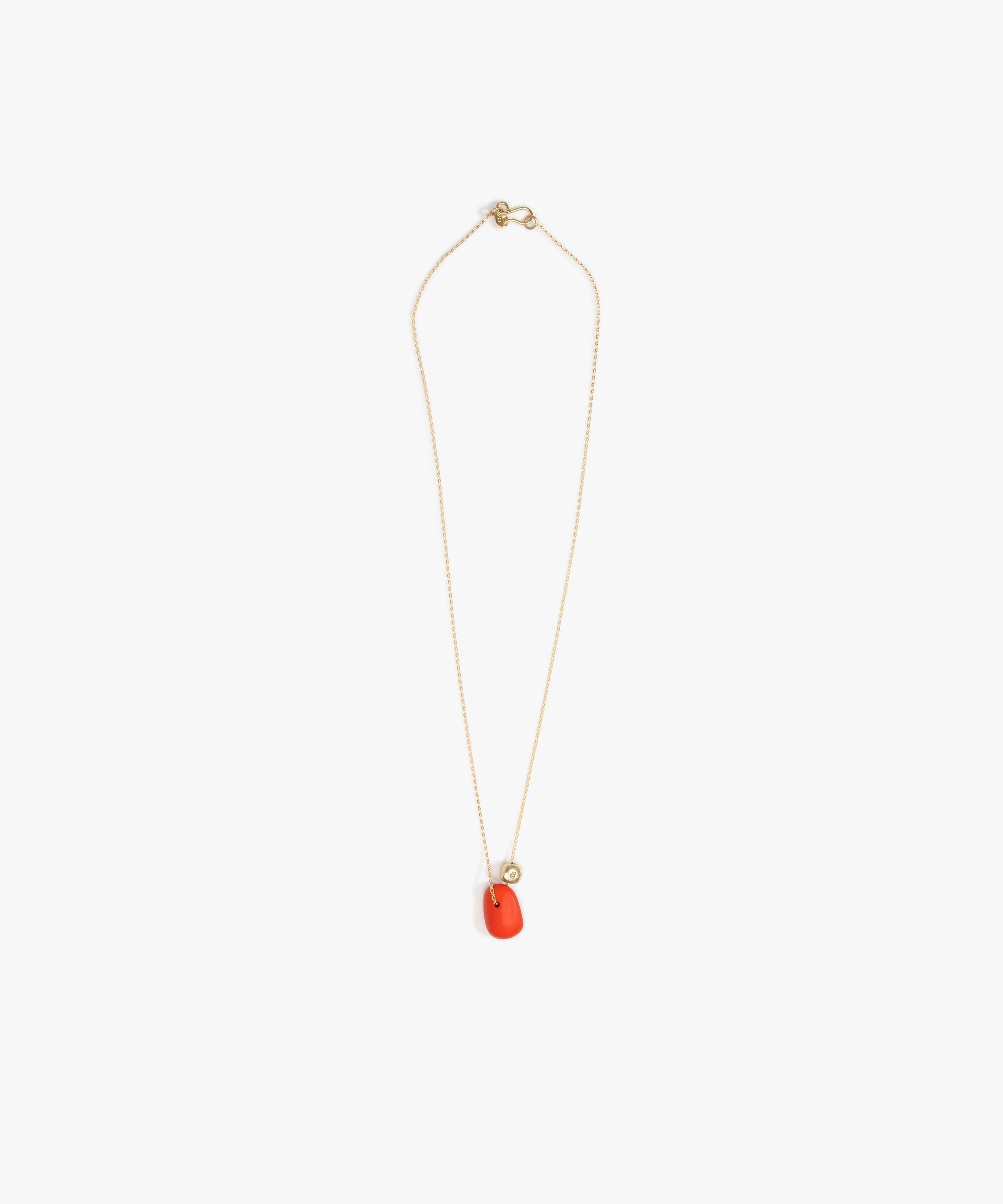 Dinosaur Designs Joie De Vivre Pendant Necklaces in Coral Pop Colour resin with Gold-Filled Material